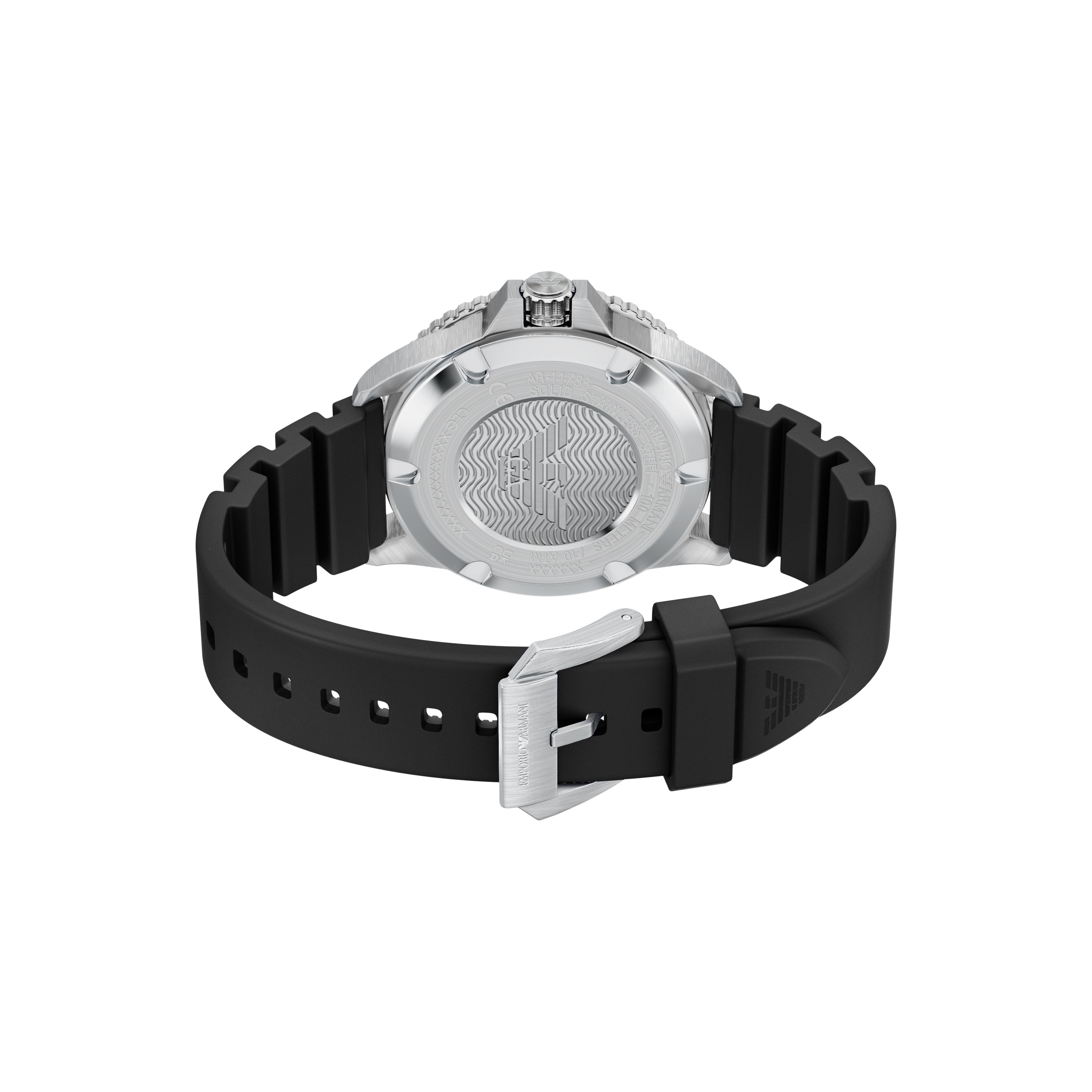 Emporio Armani Black Dial Silicone Strap Watch AR11788