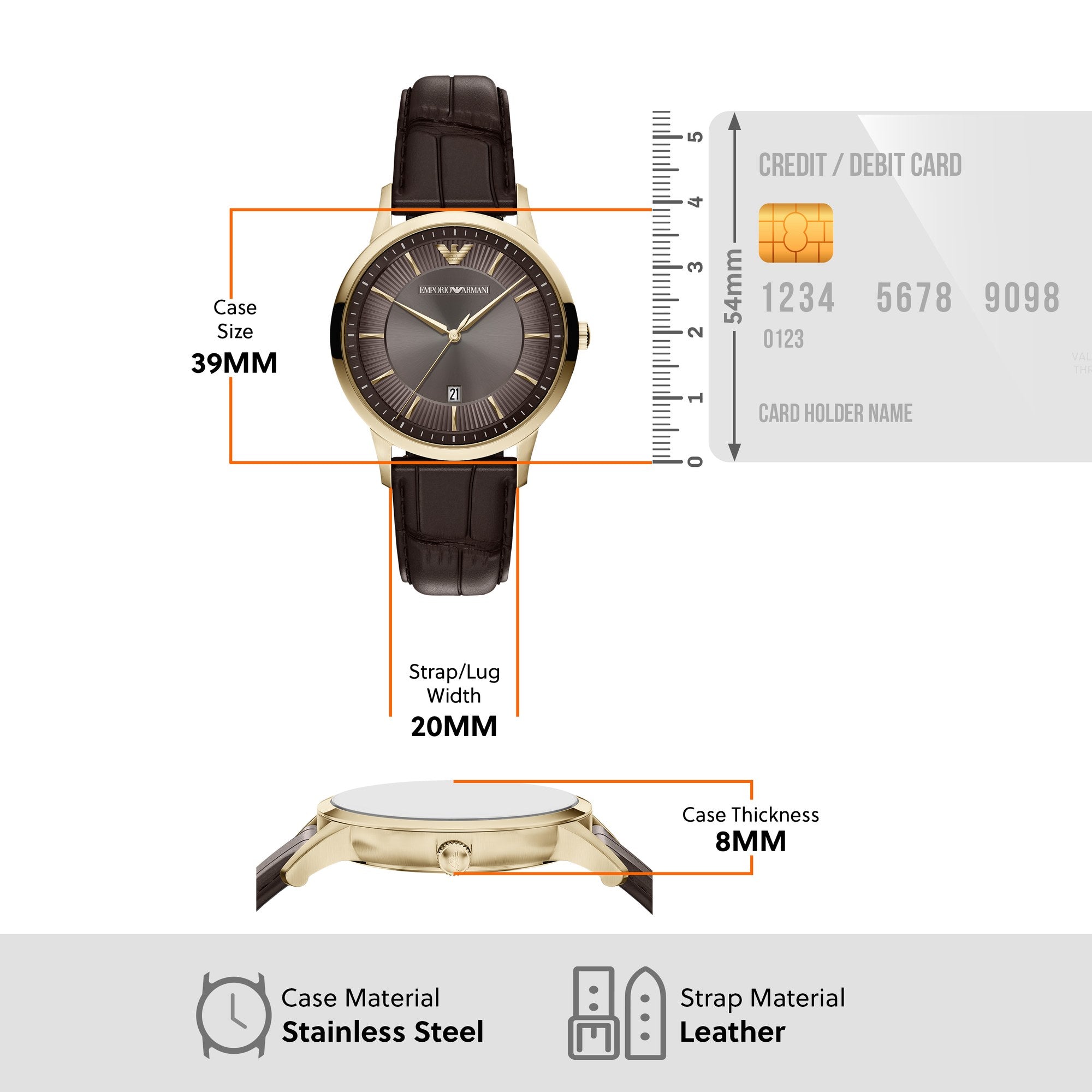 Emporio Armani men's watch, brown dial (view 8)