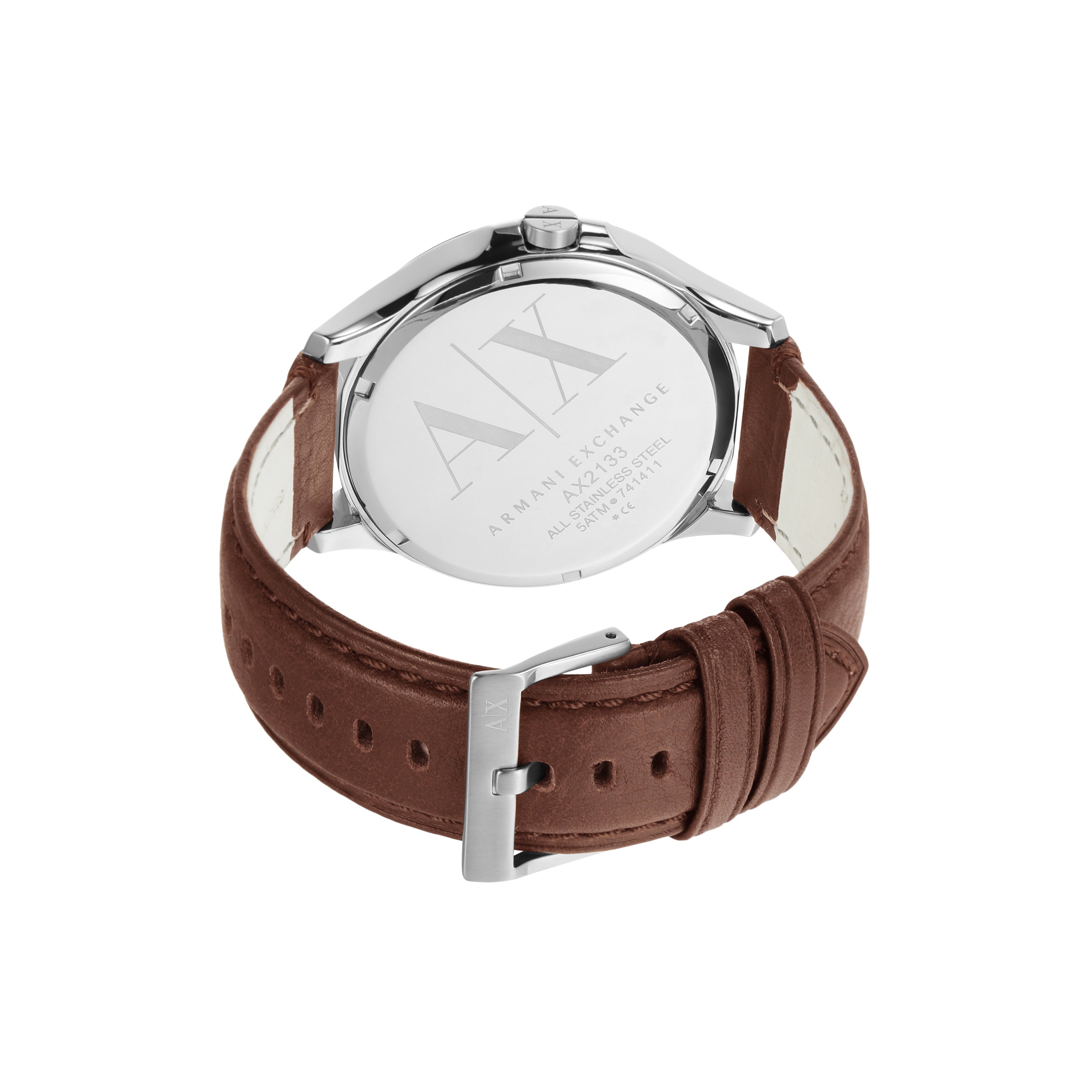Armani Elegant Blue Dial Brown Leather Strap Watch AX2133