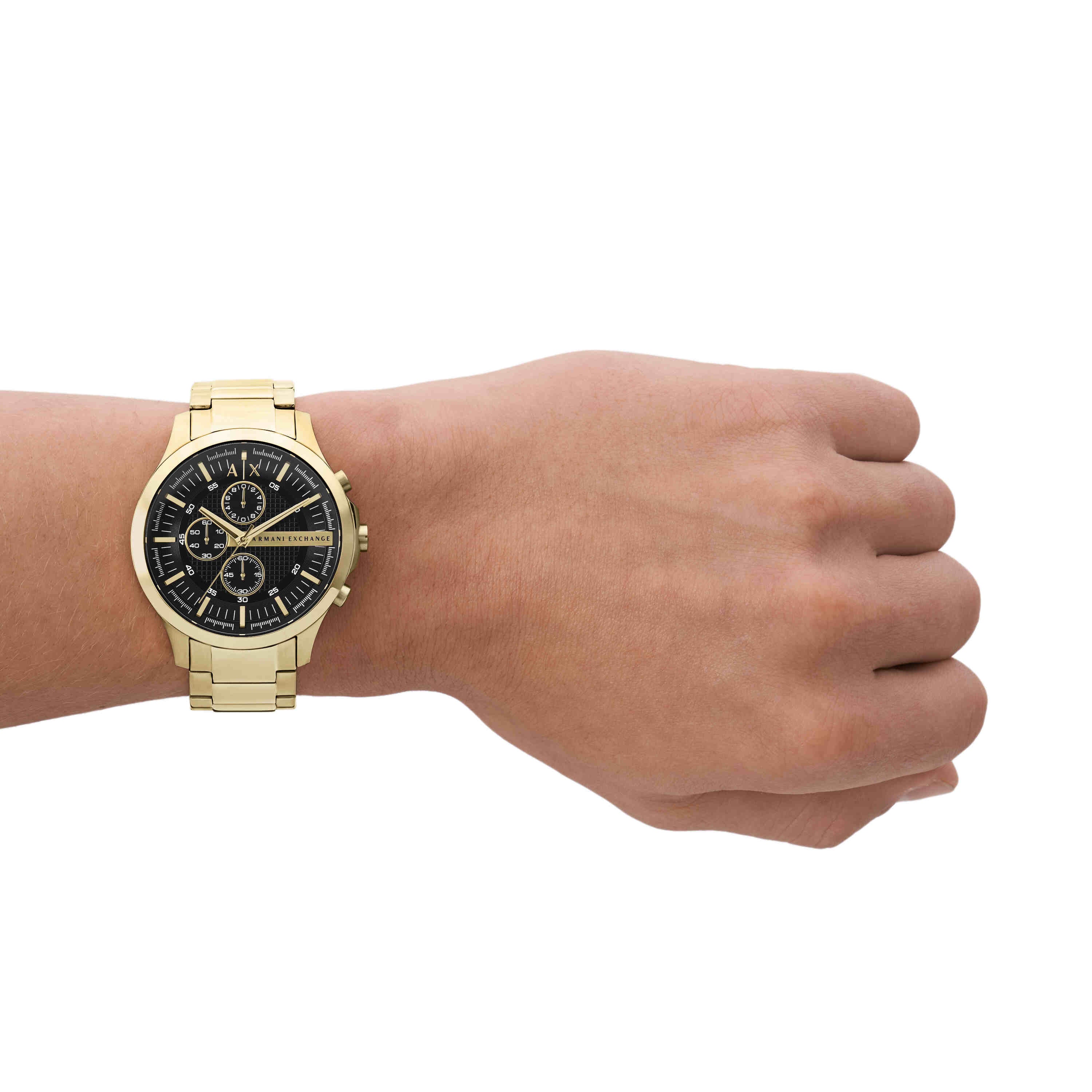 Armani Exchange Chronograph Gold Stainless Steel Black Dial Watch AX2137