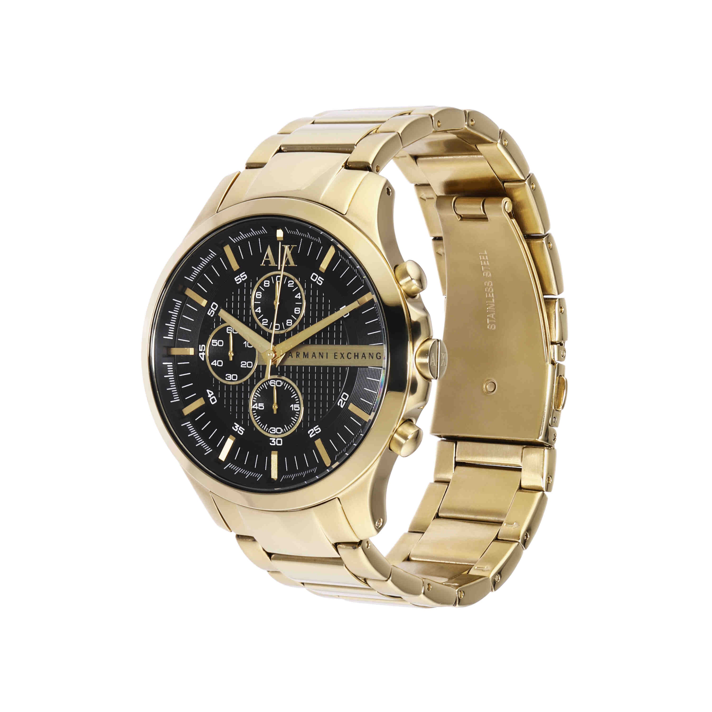 Armani Exchange Chronograph Gold Stainless Steel Black Dial Watch AX2137