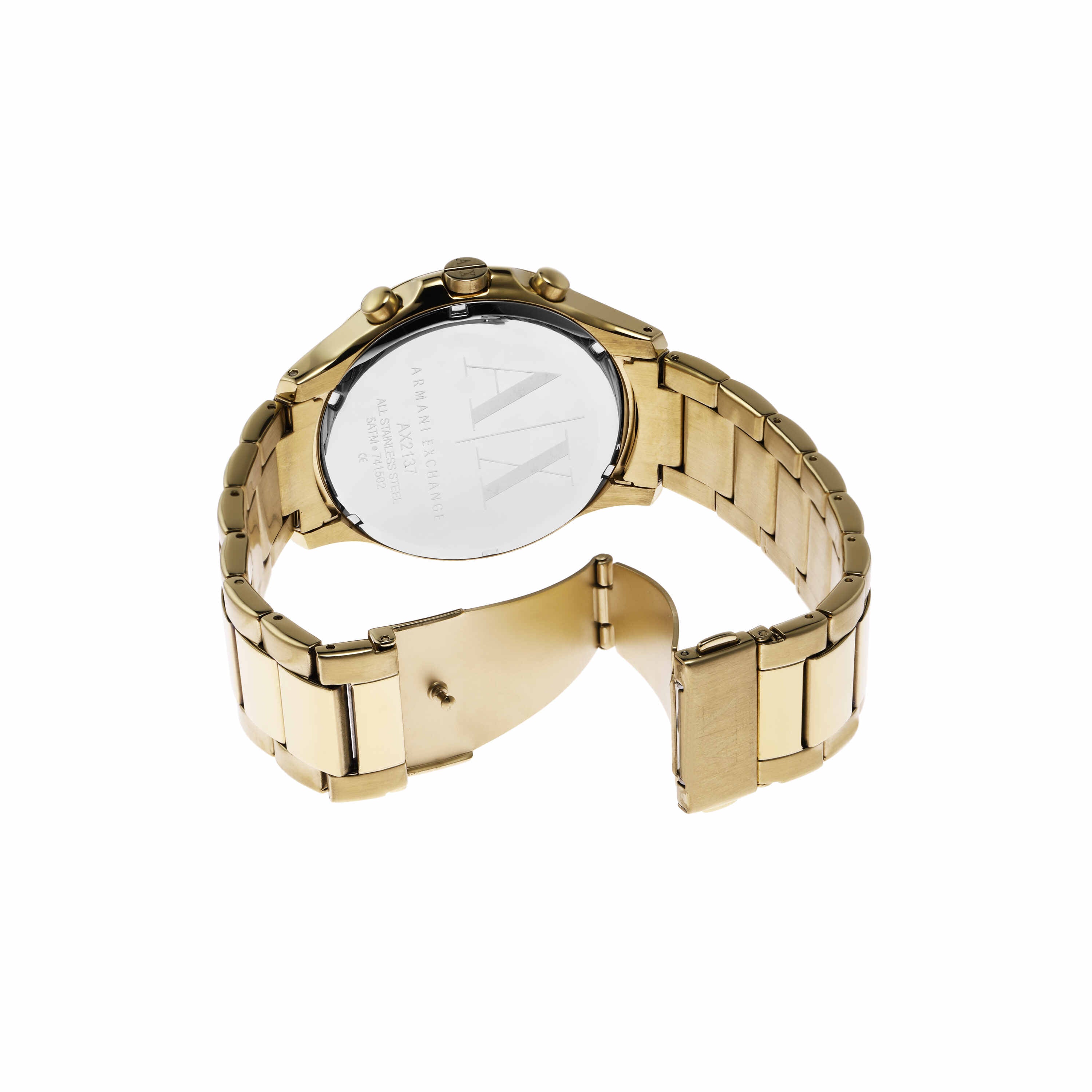 Armani Exchange Chronograph Gold Stainless Steel Black Dial Watch AX2137