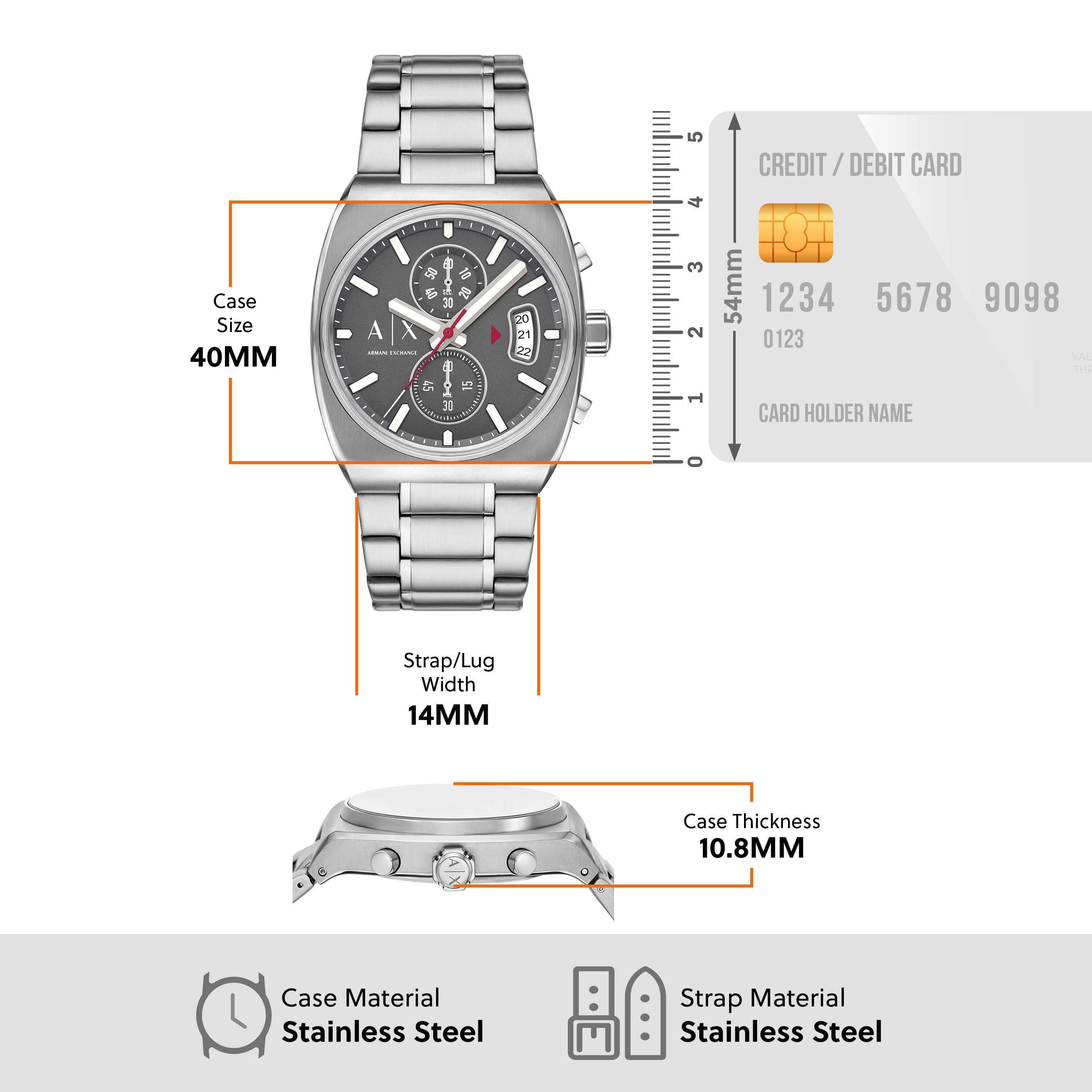 Armani Exchange Chronograph Stainless Steel Grey Dial Watch AX2820