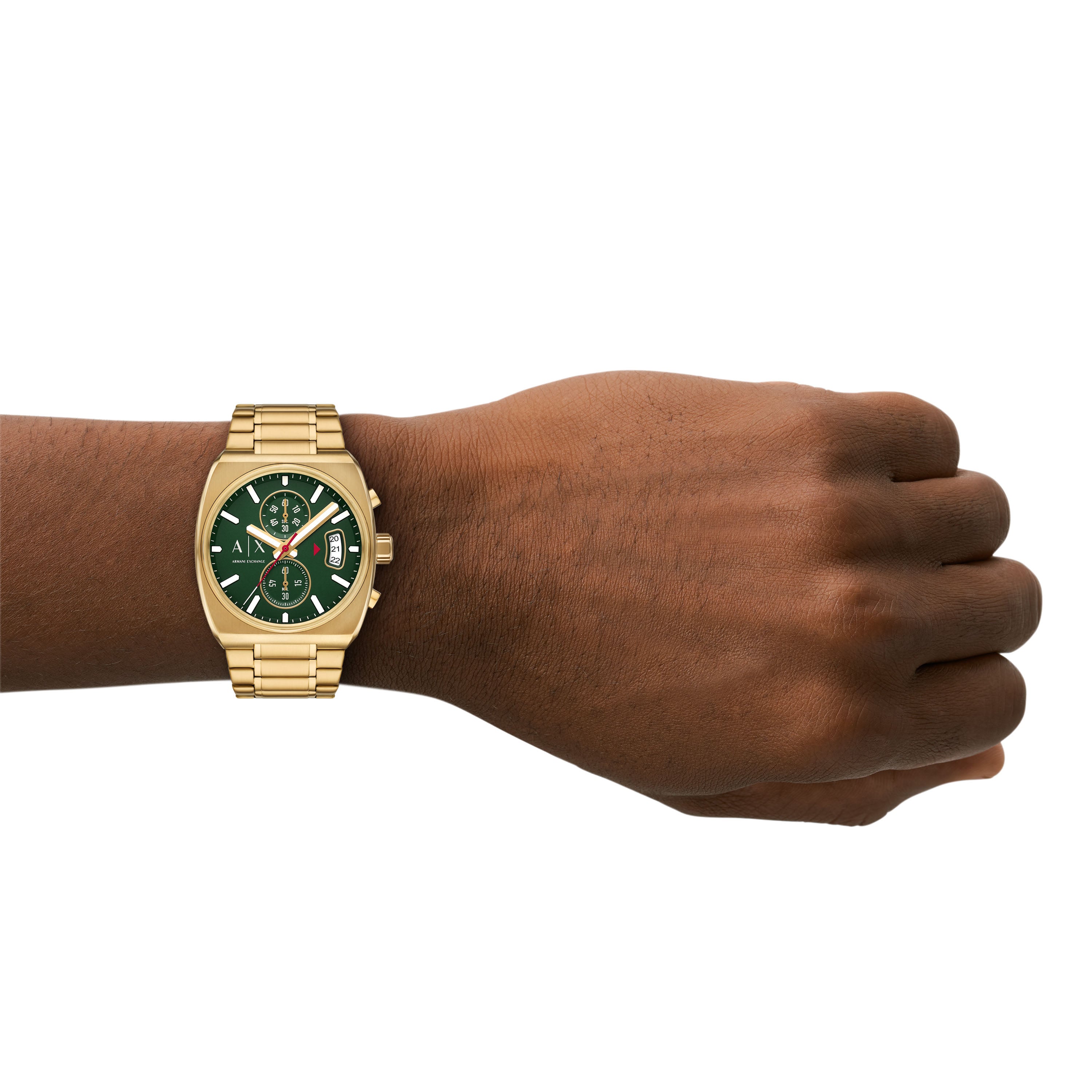 Armani Exchange Chronograph Gold Stainless Steel Green Dial Watch AX2822