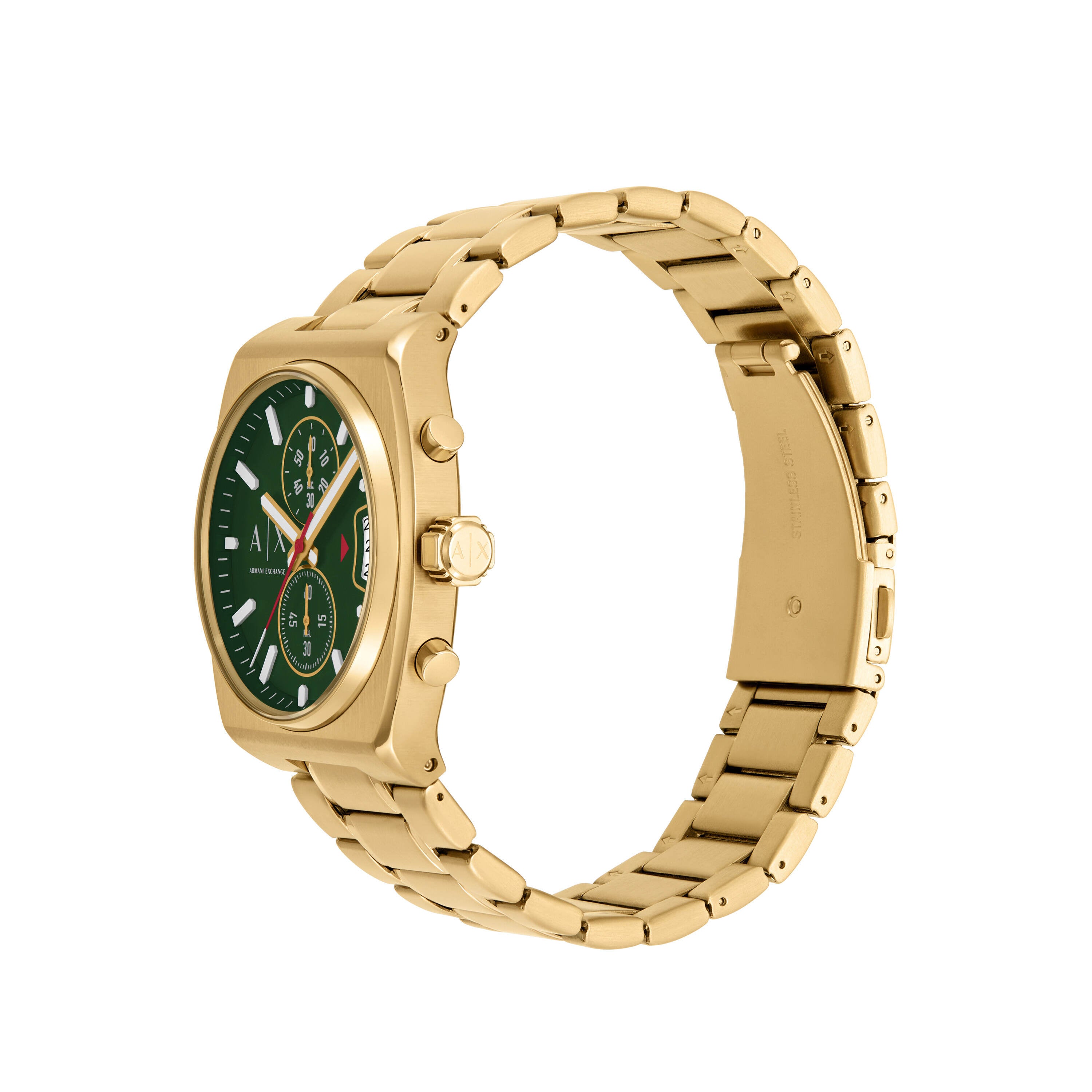 Armani Exchange Chronograph Gold Stainless Steel Green Dial Watch AX2822
