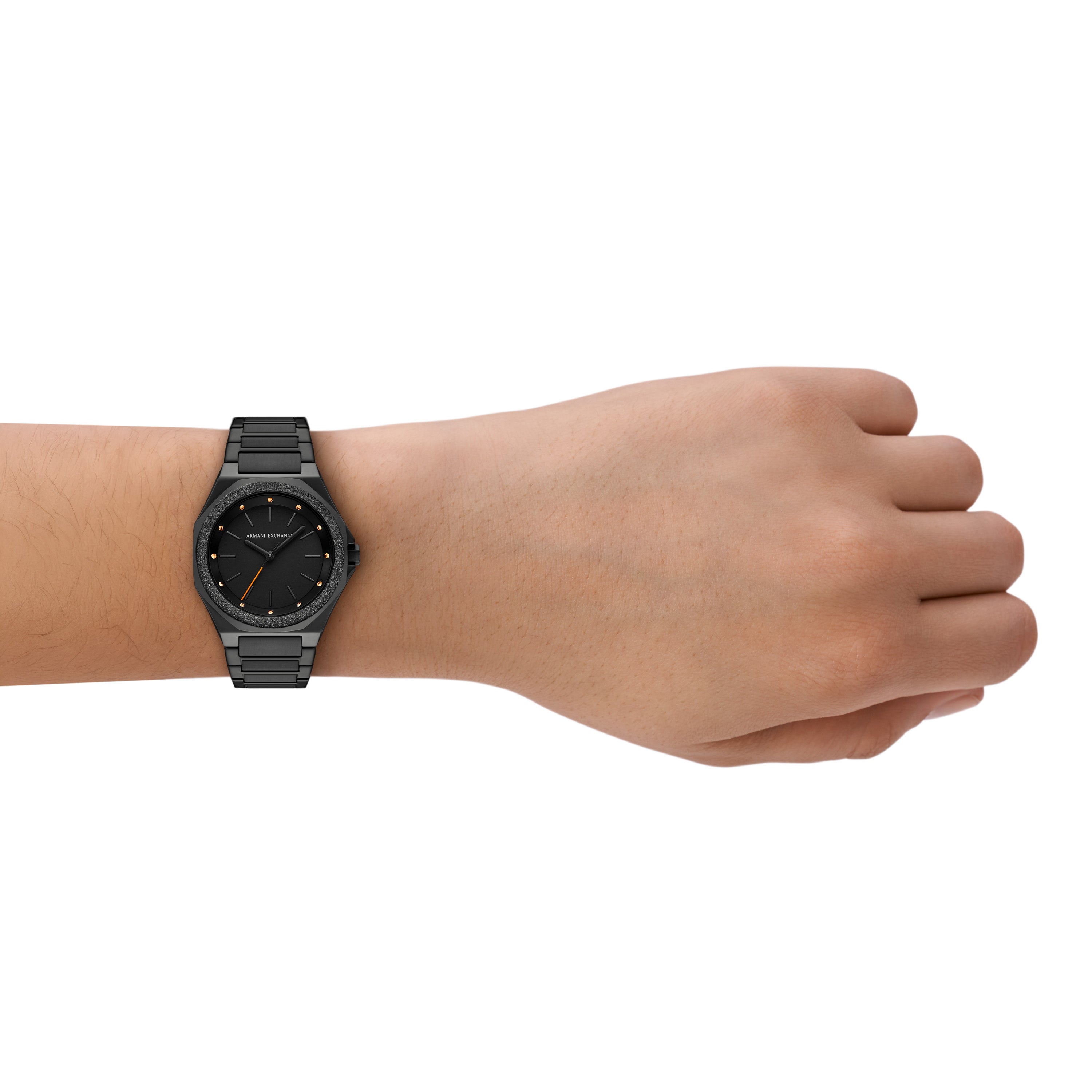 Armani Exchange Three Hand Black Stainless Steel Watch AX4621