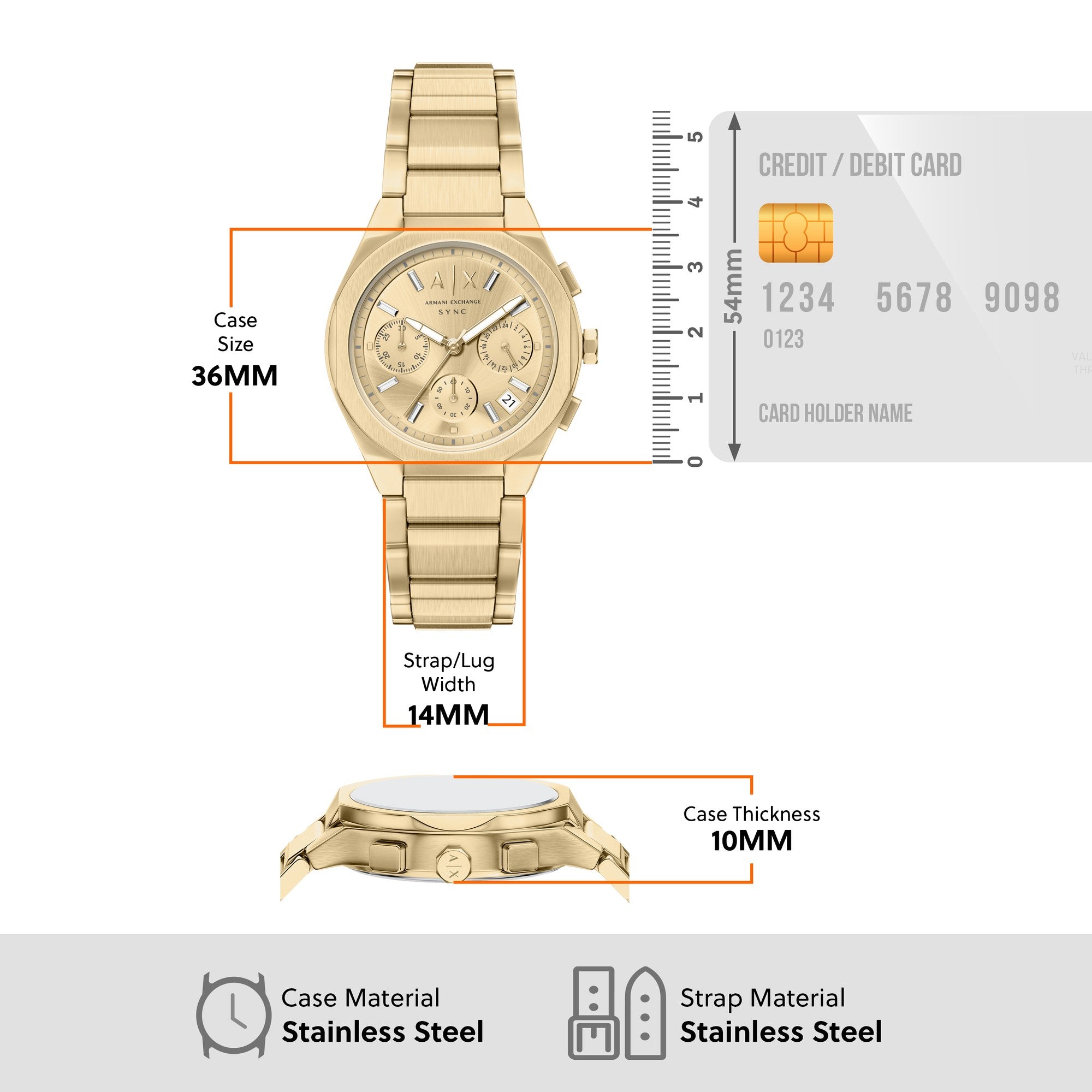 Armani Exchange women's watch, gold dial (view 8)