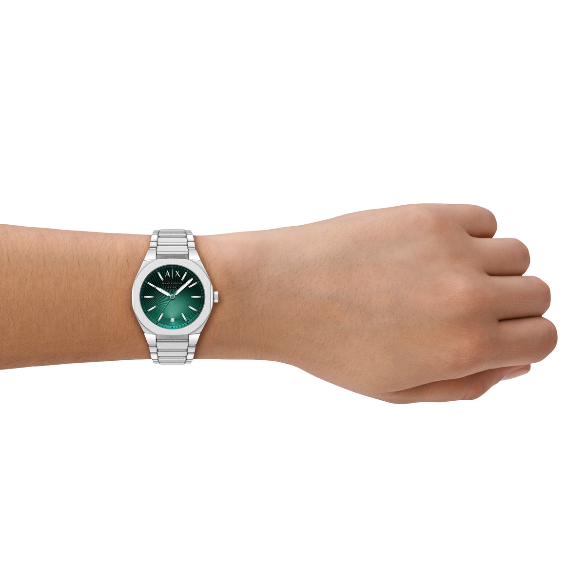 Armani Exchange Sync Green AX6036 on the wrist