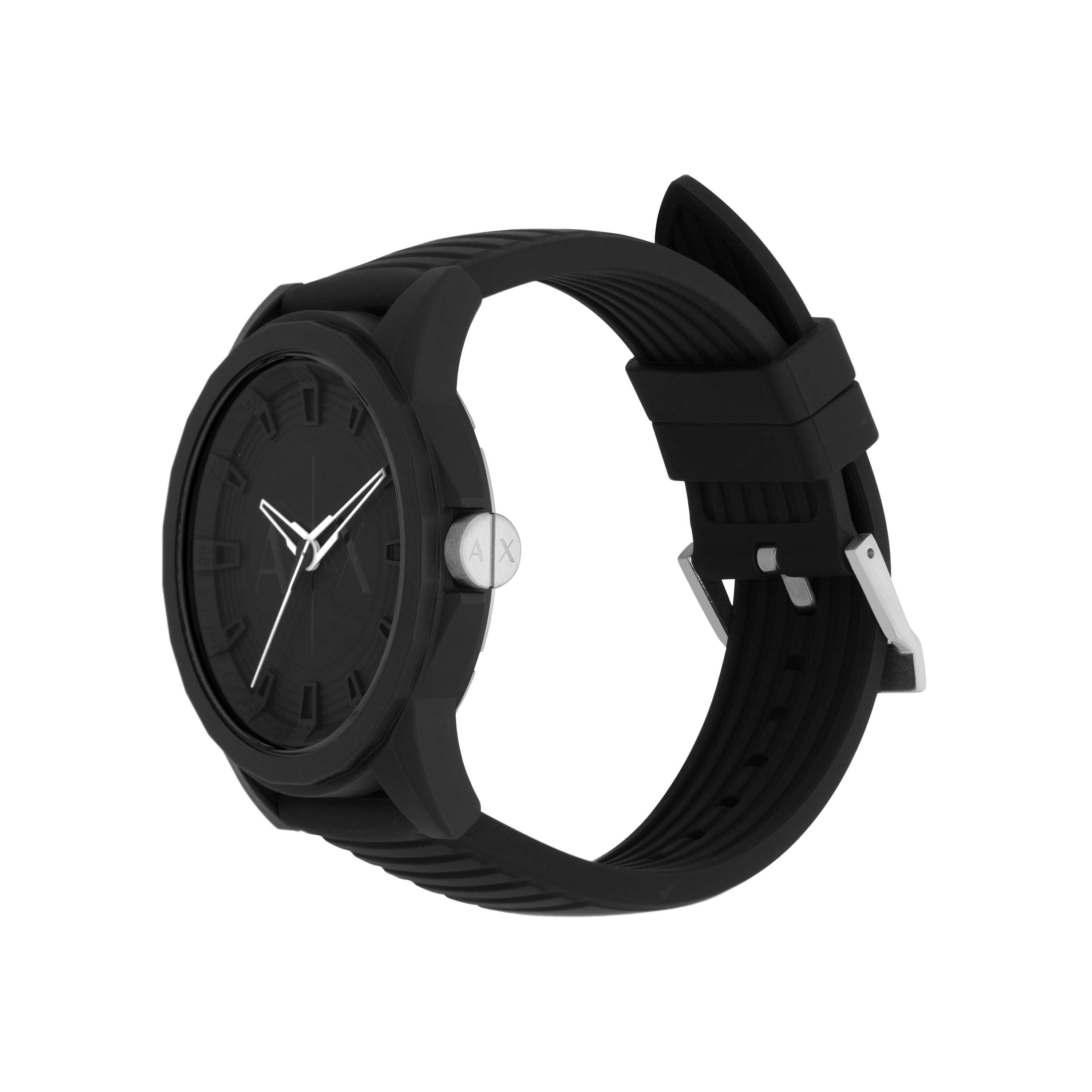 Armani Exchange Black Silicone Watch and Bracelet Set AX7159SET