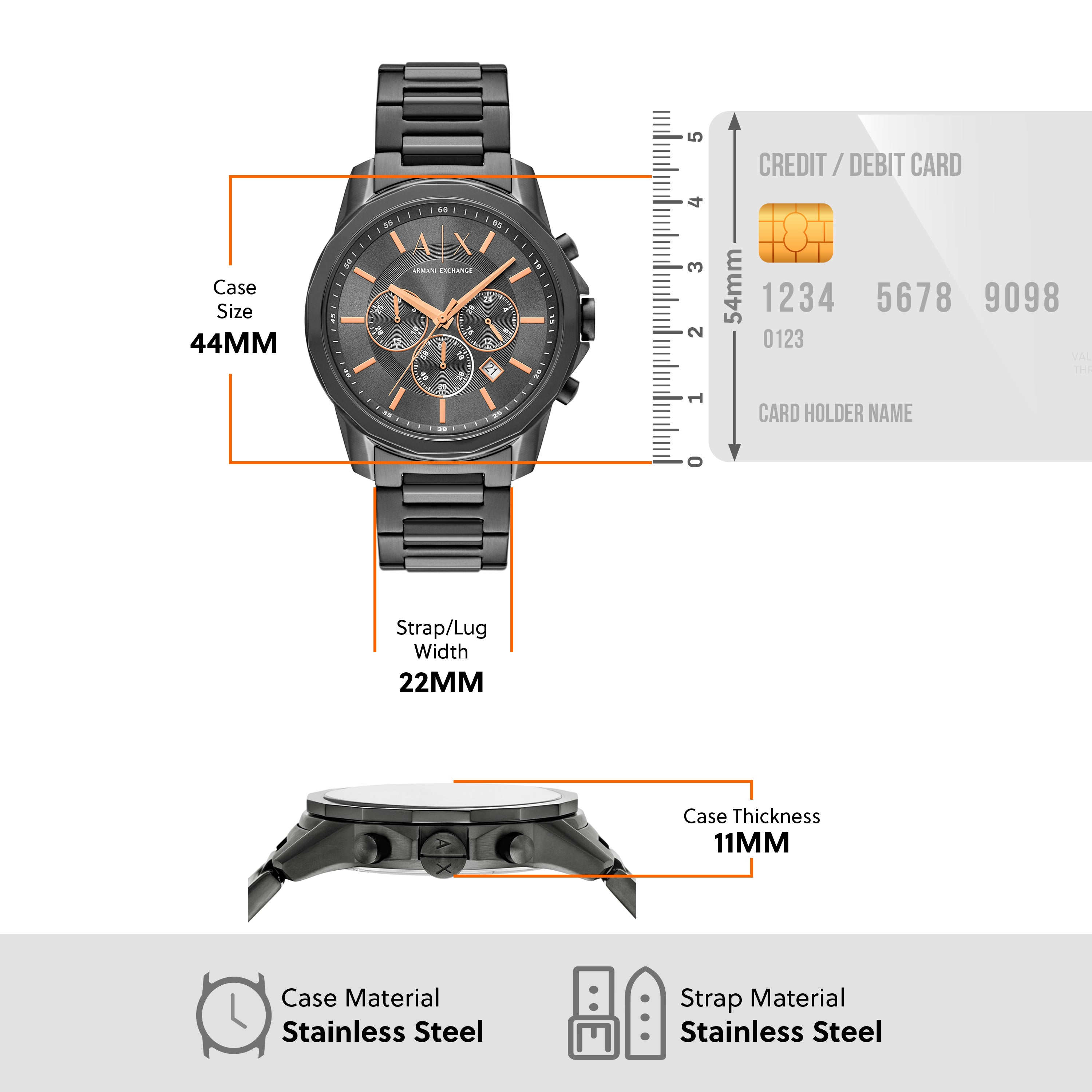 Armani Exchange Banks Chronograph Gunmetal Watch and Bracelet Set AX7170SET