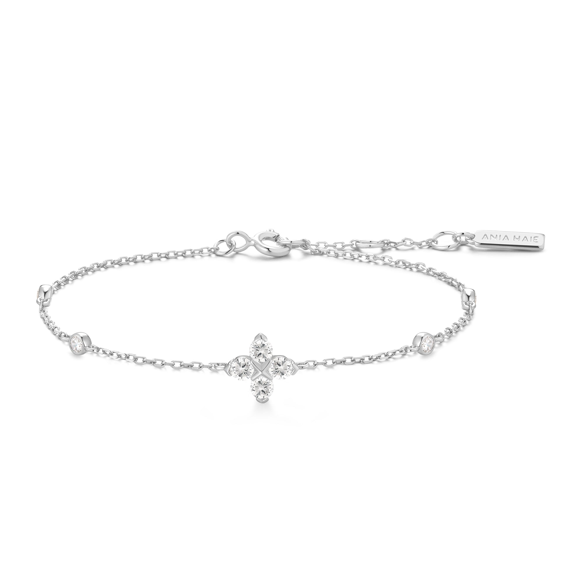Ania Haie Silver Sparkling Lucky Clover Bracelet