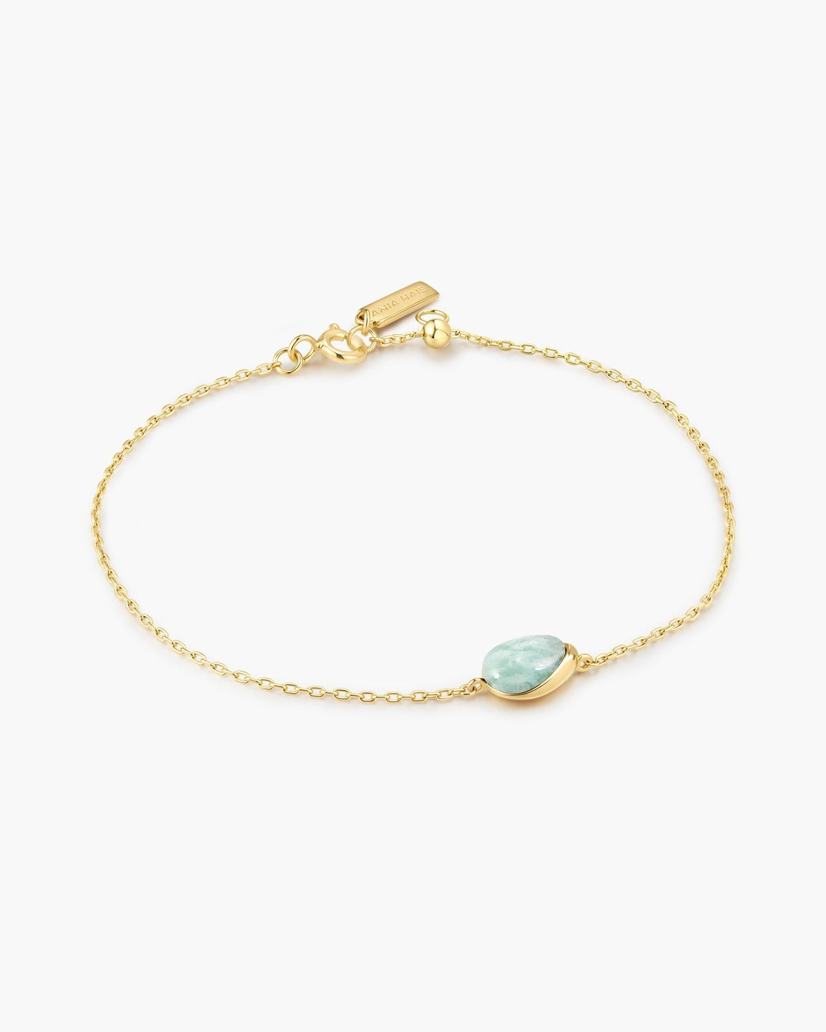 Ania Haie Gold Bezel Amazonite Organic Dome Pebble Bracelet B076-05G-AE B076-05G-AE front packshot