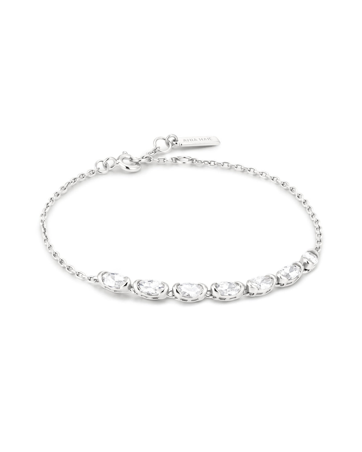 Ania Haie Silver Half-Bezel Oval Half-Tennis Bracelet B076-10H B076-10H front packshot