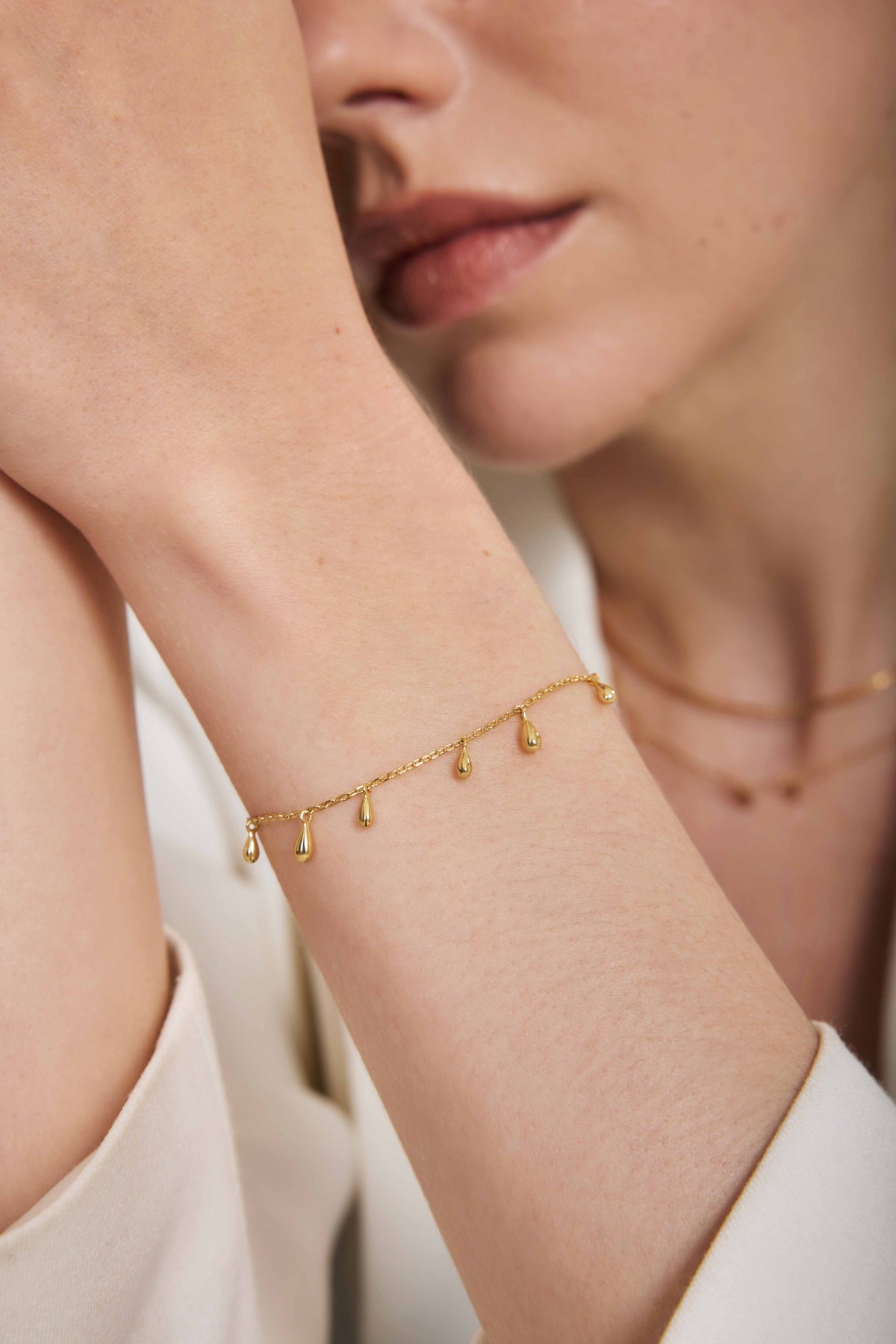 Ania Haie Gold Polished Teardrop Dangle Station Bracelet B078-02G B078-02G view 3