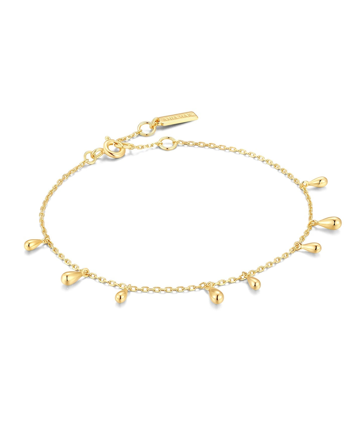 Ania Haie Gold Polished Teardrop Dangle Station Bracelet B078-02G B078-02G front packshot