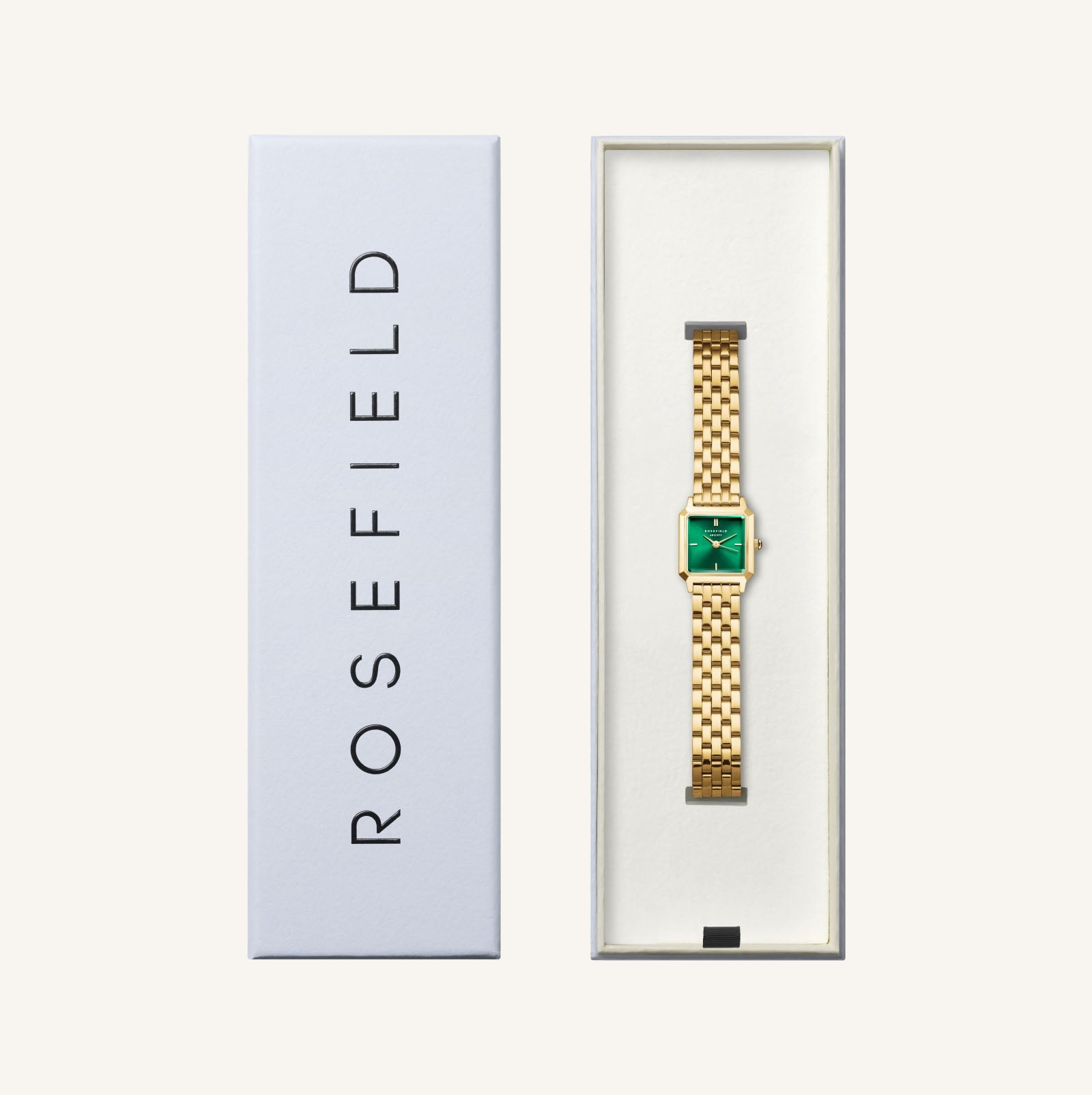 Rosefield Boxelle Green Dial Stainless Steel Watch BEGSG-B05