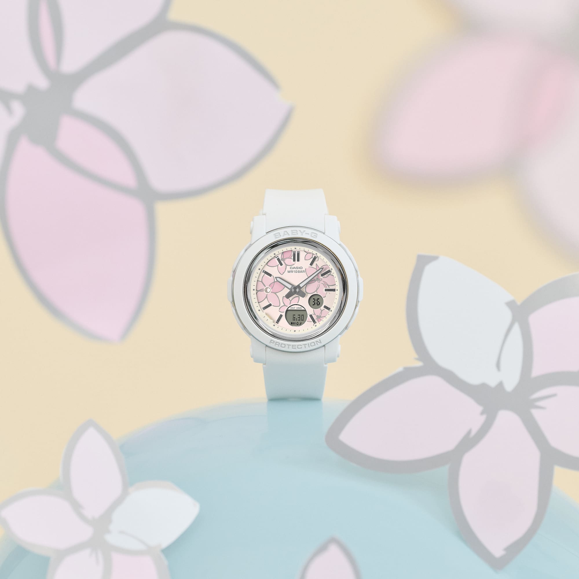 Baby-G Duo Flora Dial White Resin Band Watch BGA290FL-7A