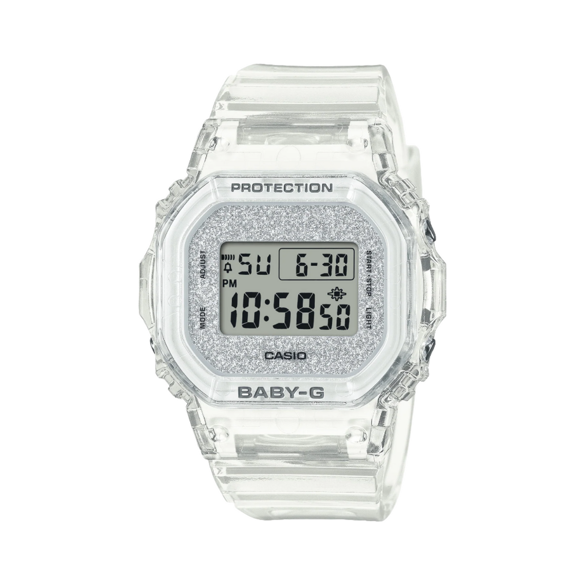 Baby-G Digital Glitter Clear Transparent Resin Band Watch BGD565GC-7D