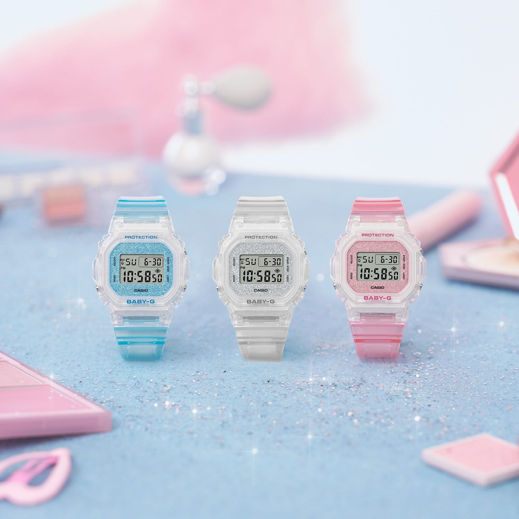 Baby-G Digital Glitter Pink Transparent Resin Band Watch BGD565GC-4D