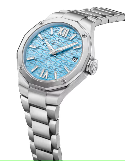 Baume Mercier Riviera Womens Steel Watch Blue Wave Dial 33mm