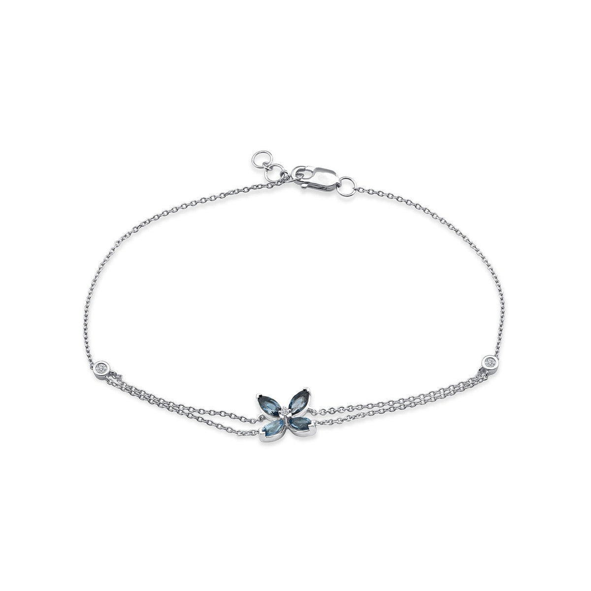 0.04ct Diamond & Blue Topaz Bracelet in 9K White Gold
