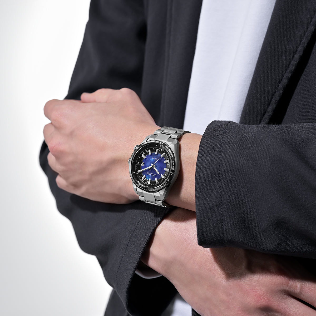 Citizen Attesa Watch Titanium Satellite Wave Blue Sapphire Dial