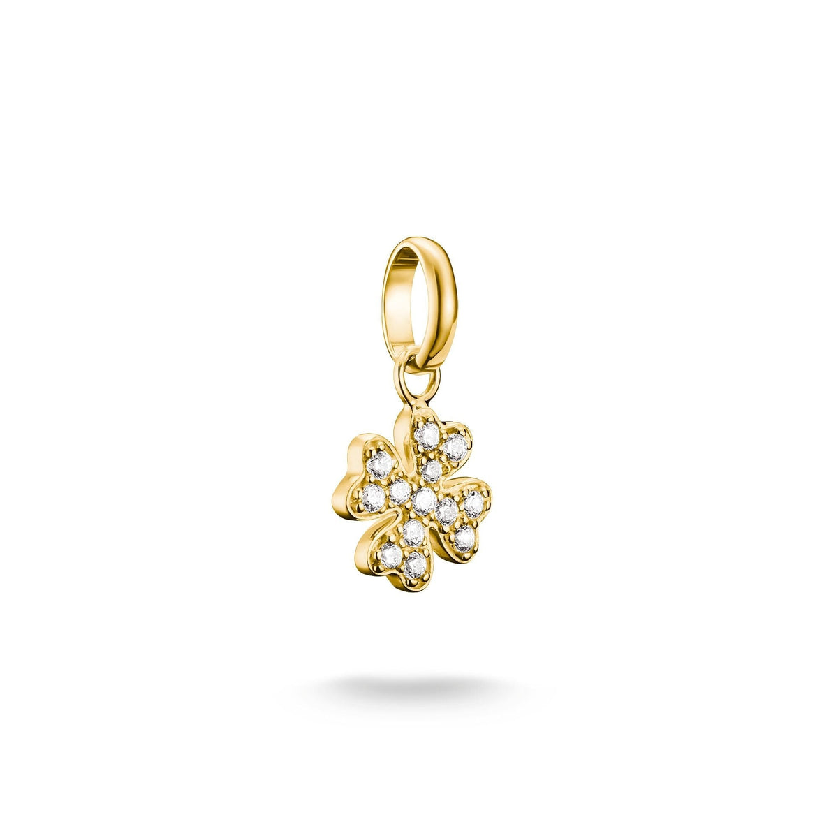 Thomas Sabo Gold-Plated Four-Leaf Clover Charm with White Zirconia CCC1281MY CCC1281MY front packshot