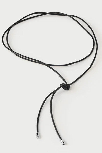 PDPAOLA Dana Leather Bow Necklace Silver