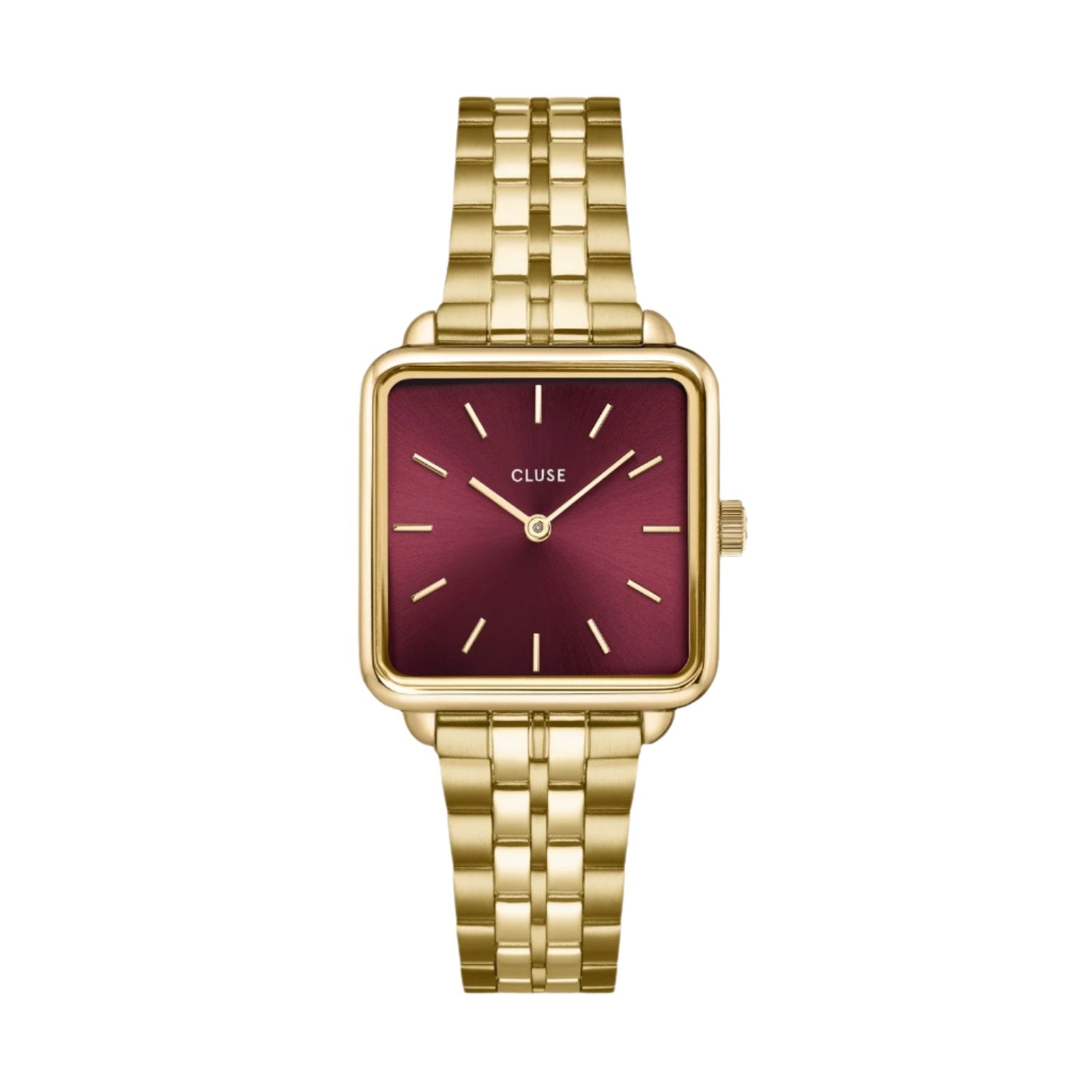 CLUSE La Tetragone Gold Dark Cherry Link Watch CW10312