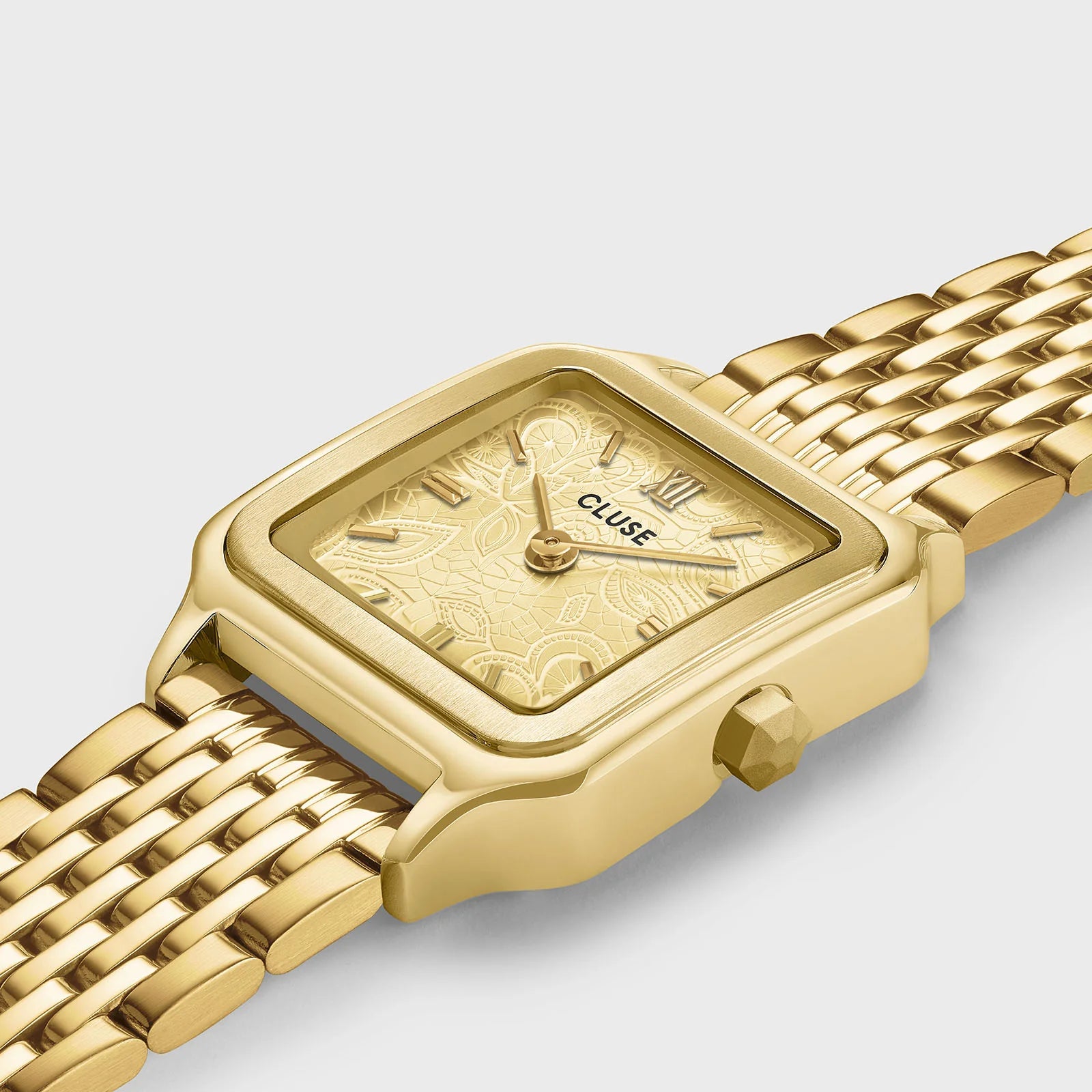 CLUSE Gracieuse Petite Stainless Steel Lace Textured Dial Gold Women's Watch CW11825