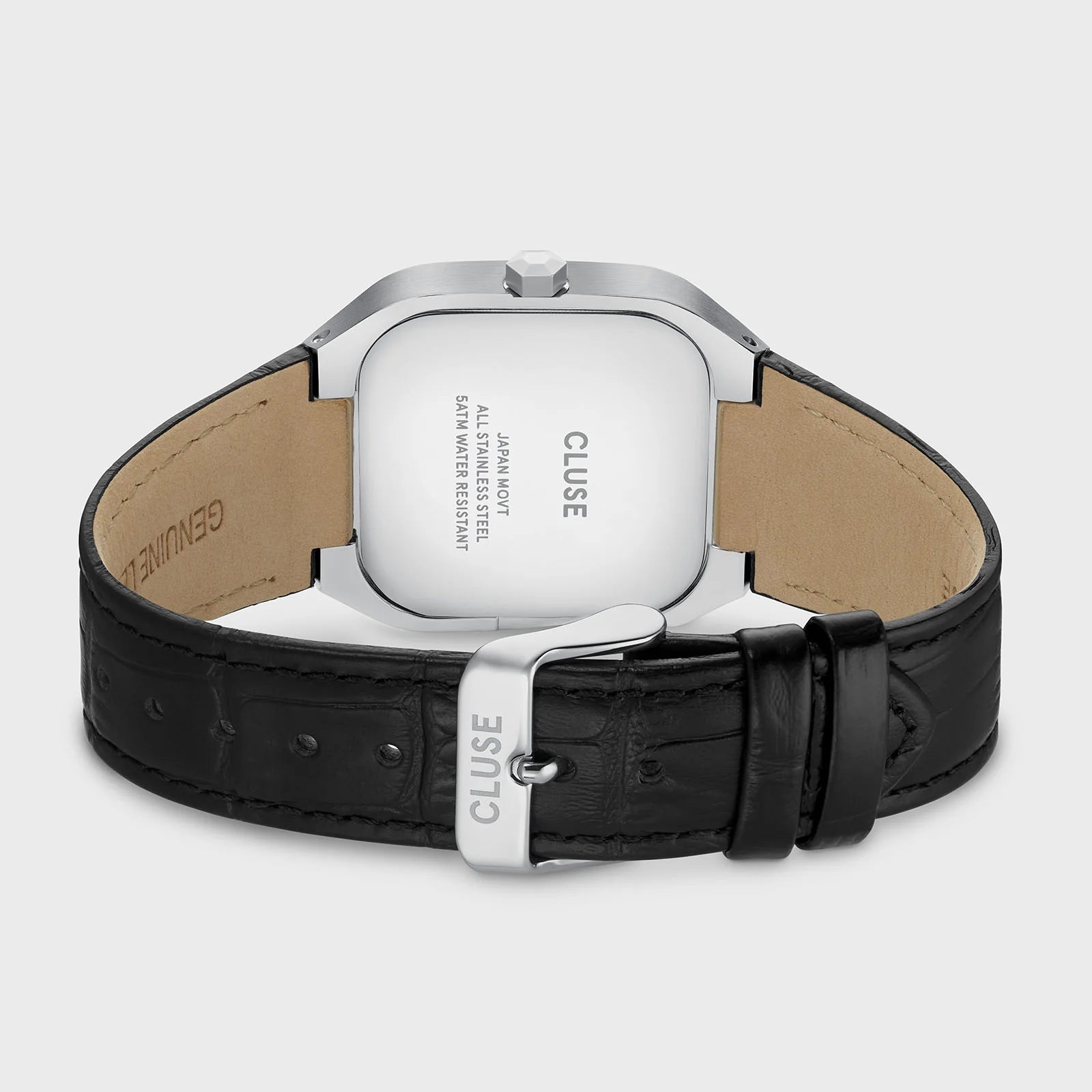 CLUSE Quadrus Multifunction Leather, Black, Silver Colour Watch CW26203