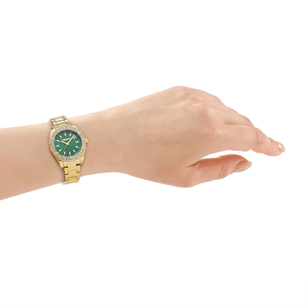 DKNY Evening Gold 30mm Green Dial Womens Watch DK1L107M0065