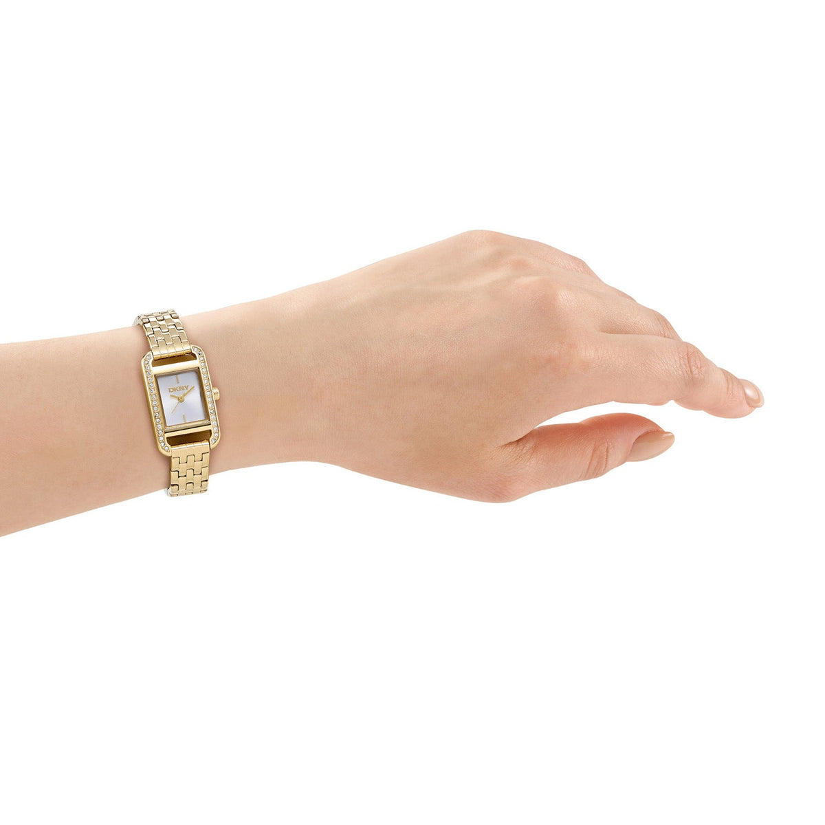 DKNY Signature Shape Gold 20x33mm Silver Dial Womens Watch DK1L117M0035
