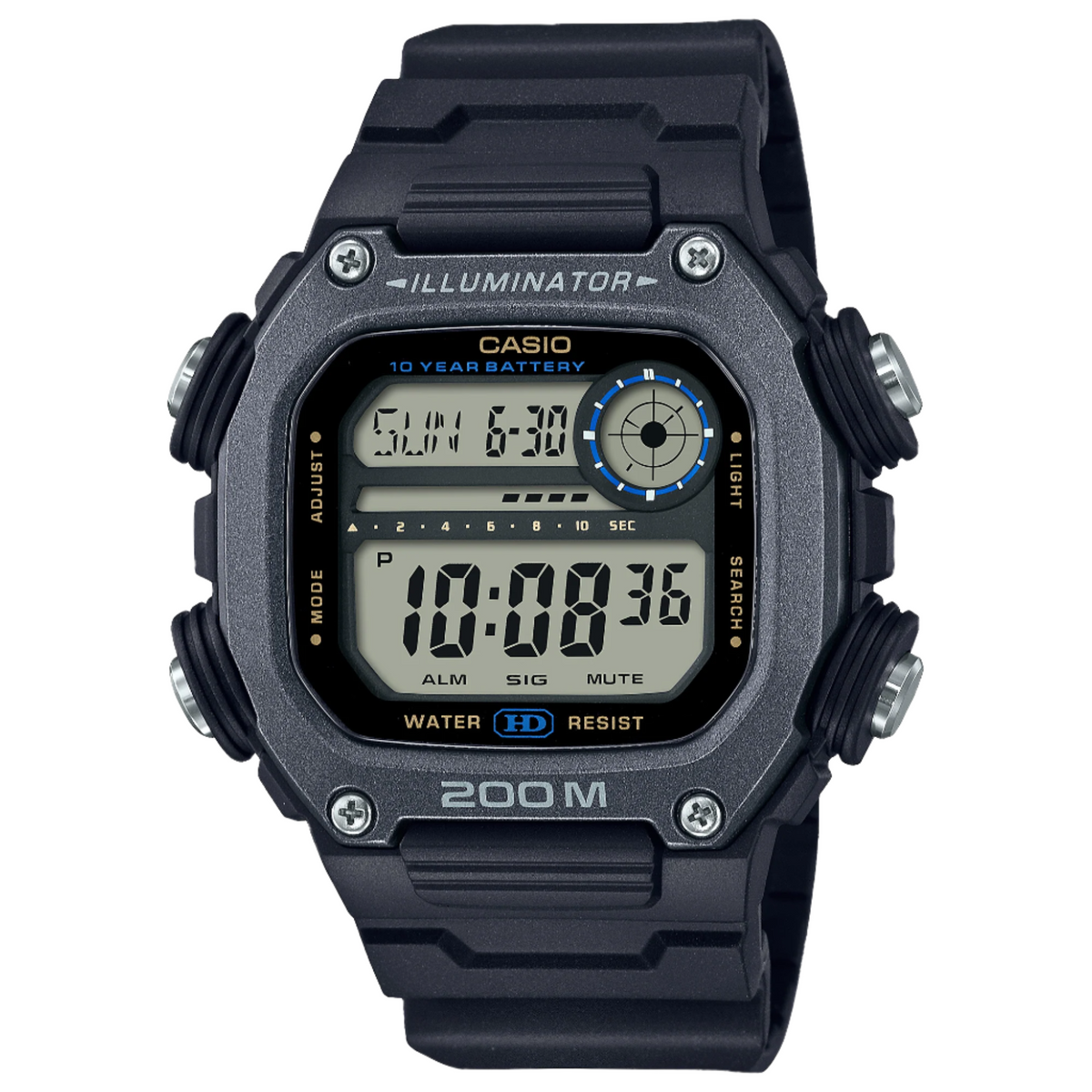 Casio Digital Sports Grey Dial Black Resin Band Watch DW291HX-1A