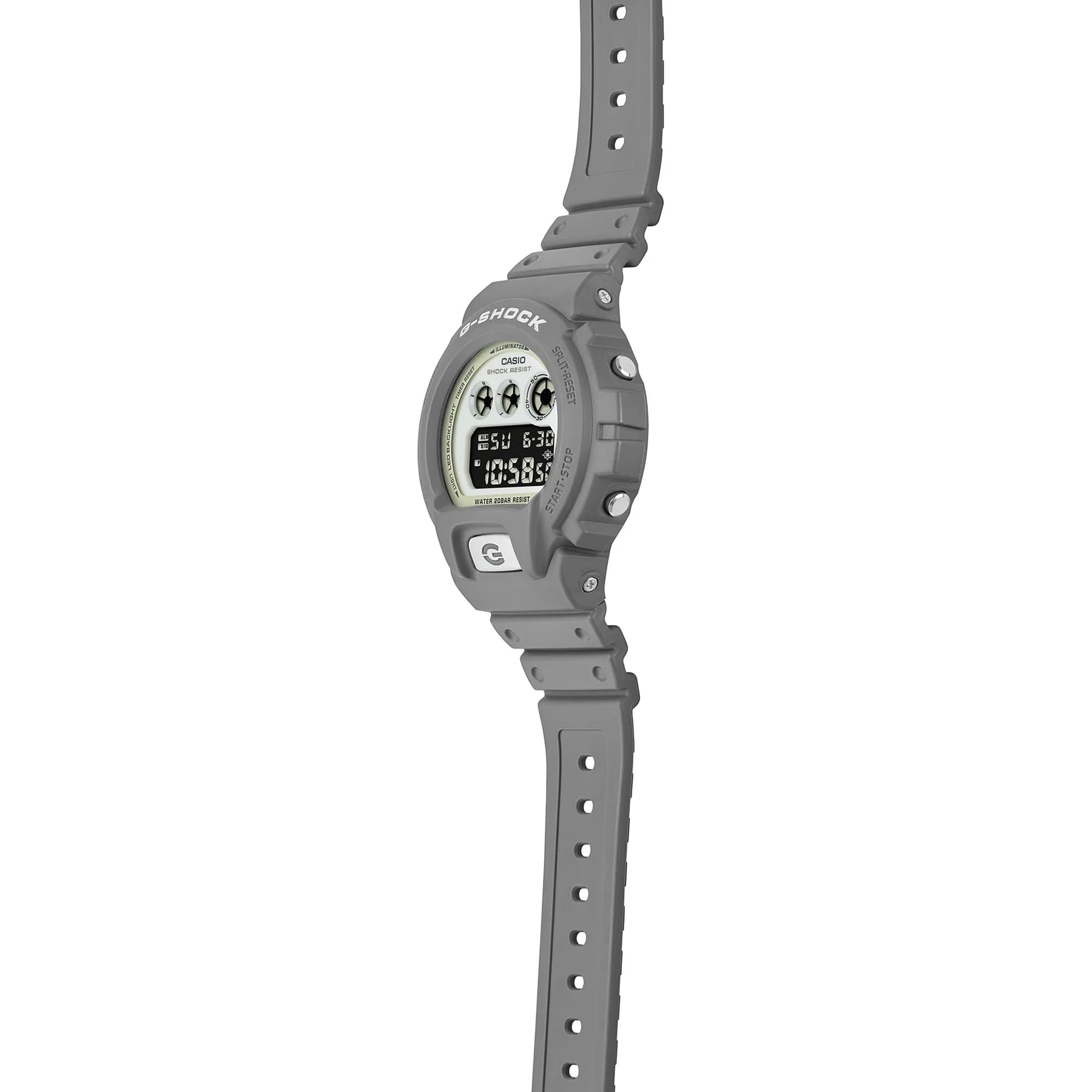 G-Shock Digital White Glow in Dark Dial Dark Grey Resin Band Watch DW6900HD-8D