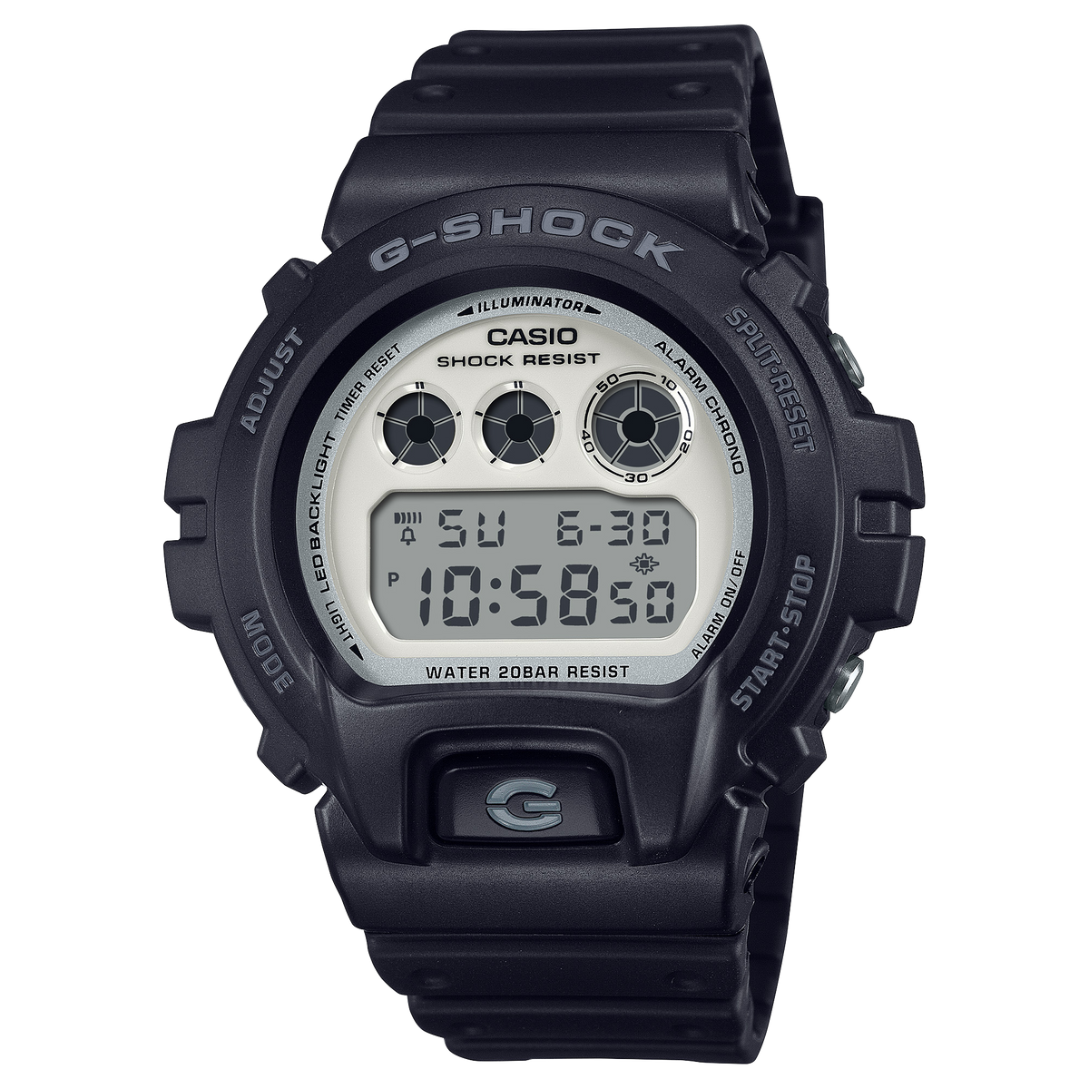 G-Shock Digital White Dial Black Resin Band Watch DW6900WD-1D