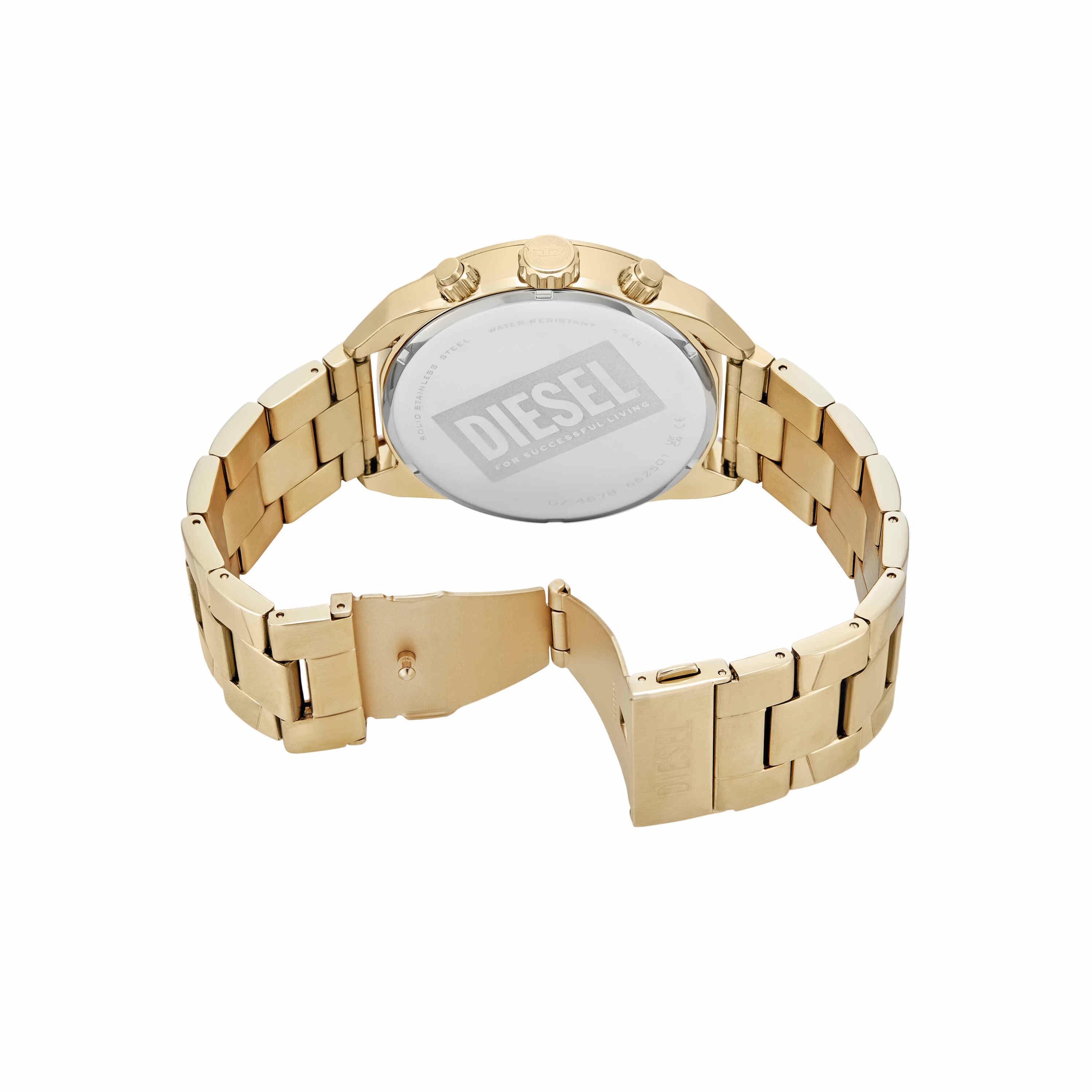 Diesel Spiked Black Dial Gold Stainless Steel Watch DZ4678