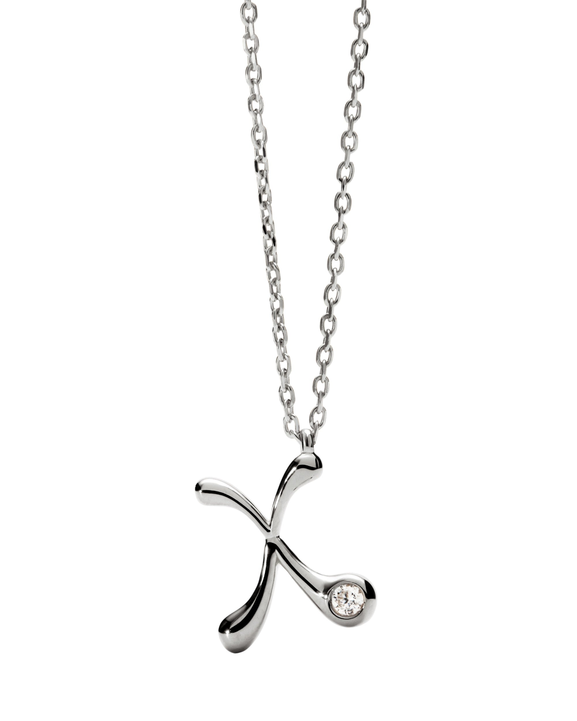 PDPAOLA Initial Letter Pendant X Necklace Silver