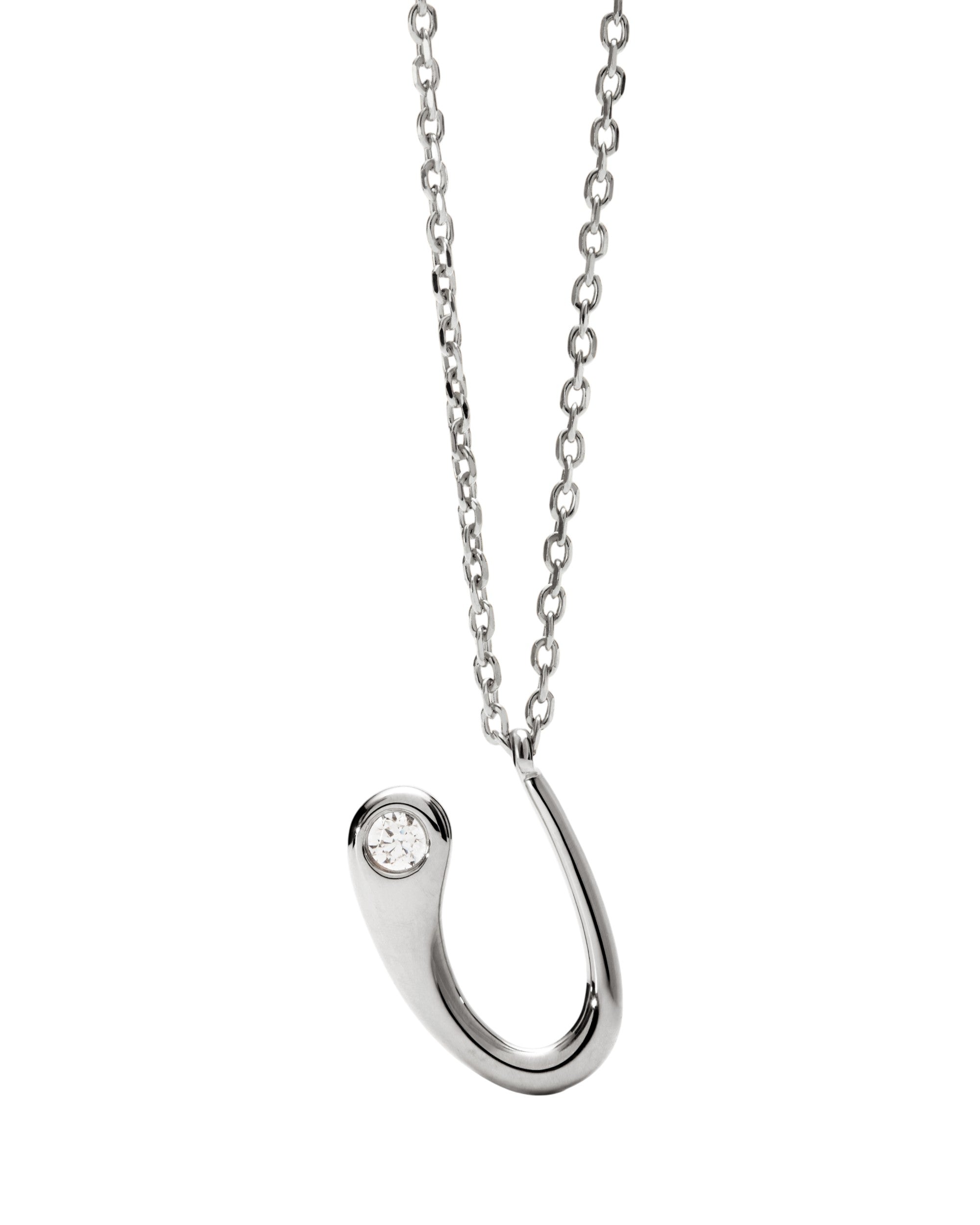 PDPAOLA Initial Letter Pendant U Necklace Silver