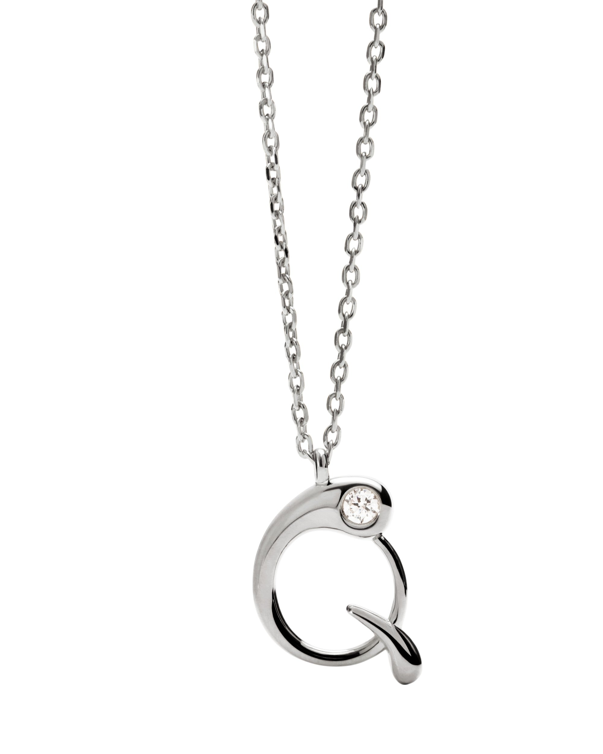 PDPAOLA Initial Letter Pendant Q Necklace Silver