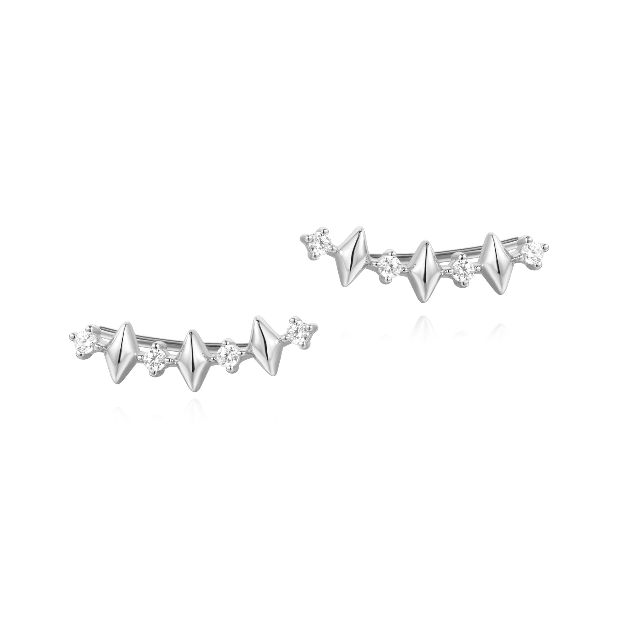 Ania Haie Silver Sparkle Climber Studs Art Deco Unique Design