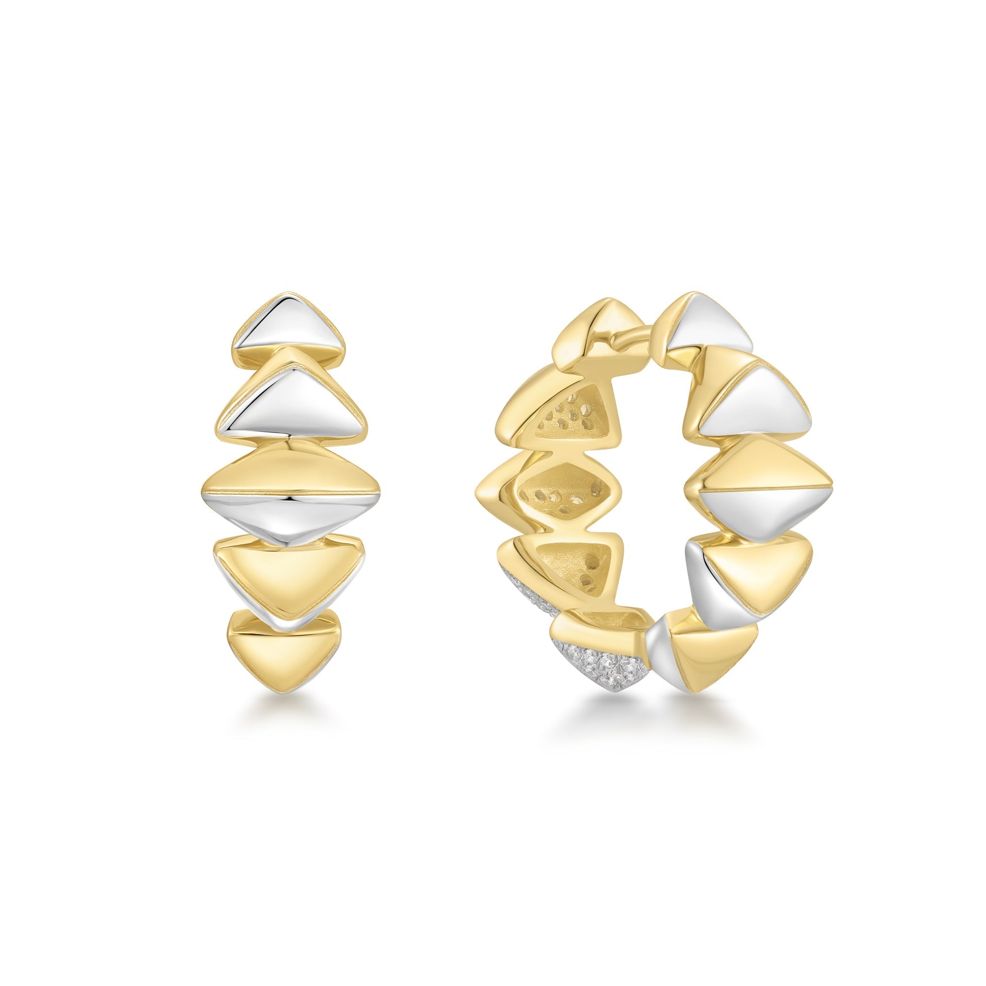 Two Tone Bold Puffy Hoop Earrings for Trendy Edgy Statement Style