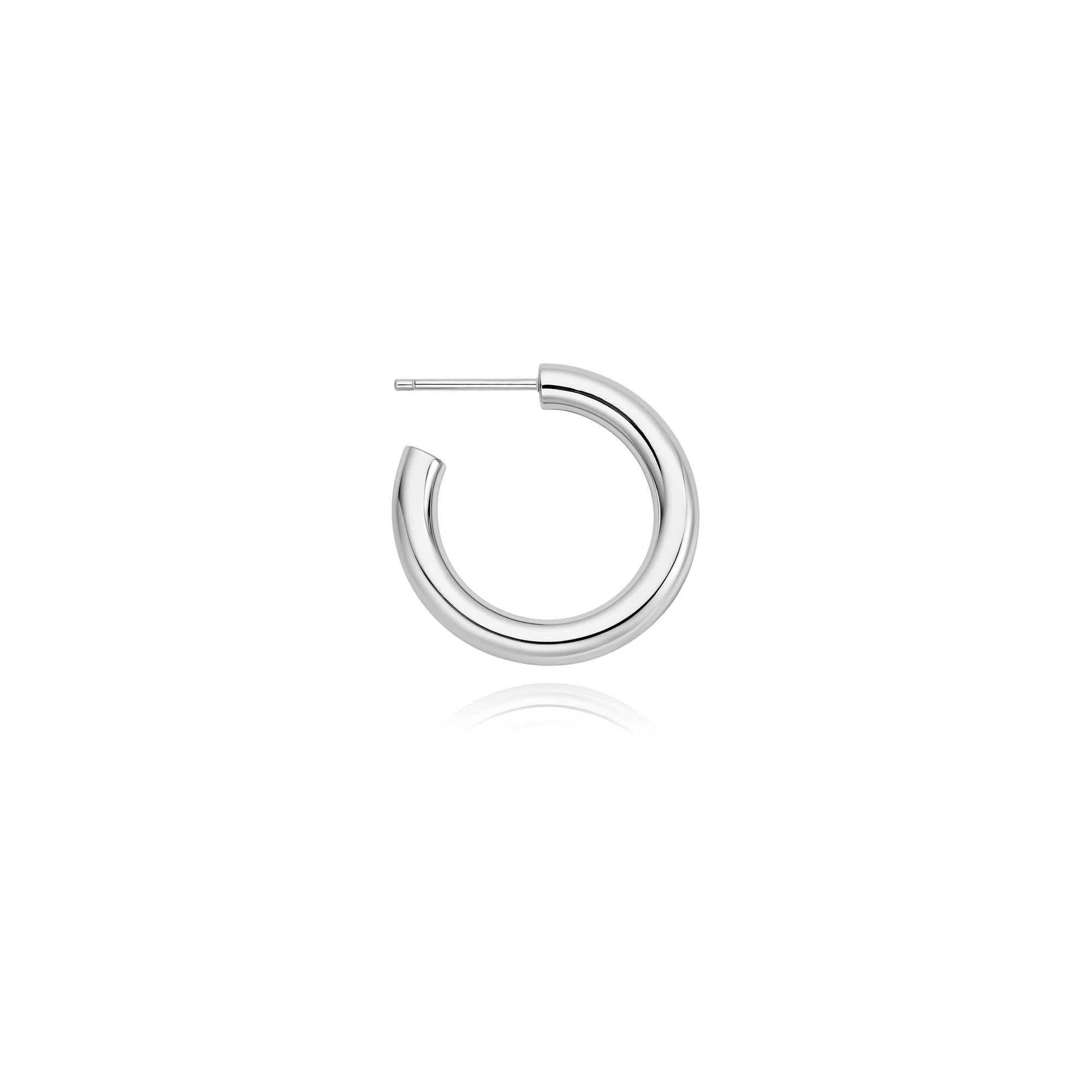 Ania Haie Silver Classic Tube Medium Huggie Hoop Earrings