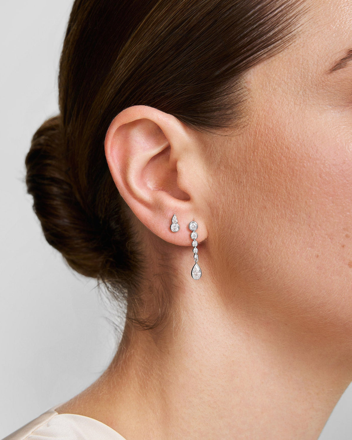 Ania Haie Silver Bezel Round & Teardrop Stud Earrings E076-01H E076-01H view 2