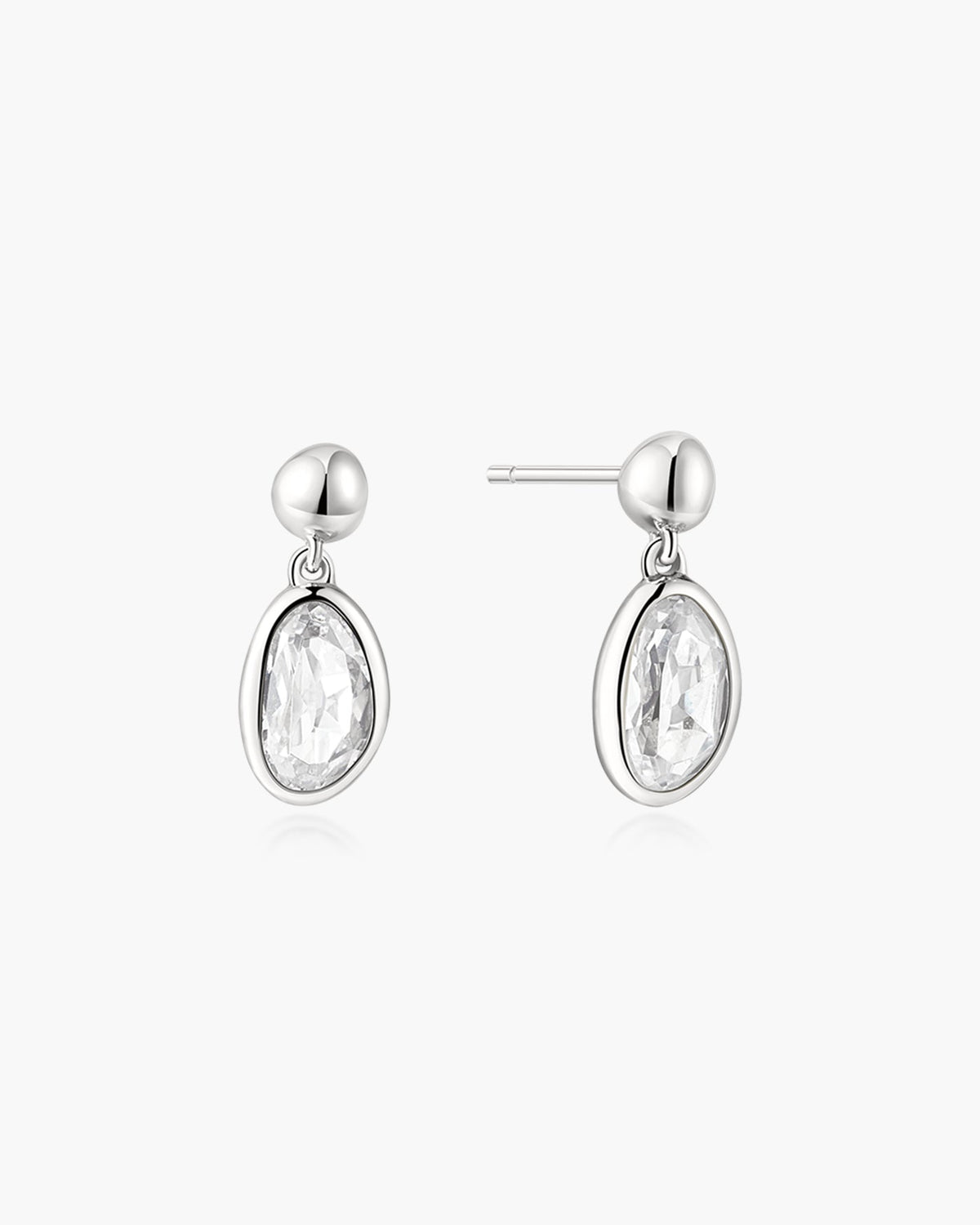 Ania Haie Silver Bezel Organic Pebble Dangle Stud Earrings E076-06H E076-06H front packshot