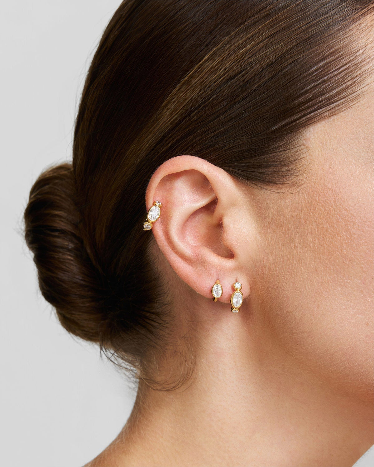 Ania Haie Gold Bezel Organic Pebble & Round Huggie Hoop Earrings E076-13G E076-13G view 2