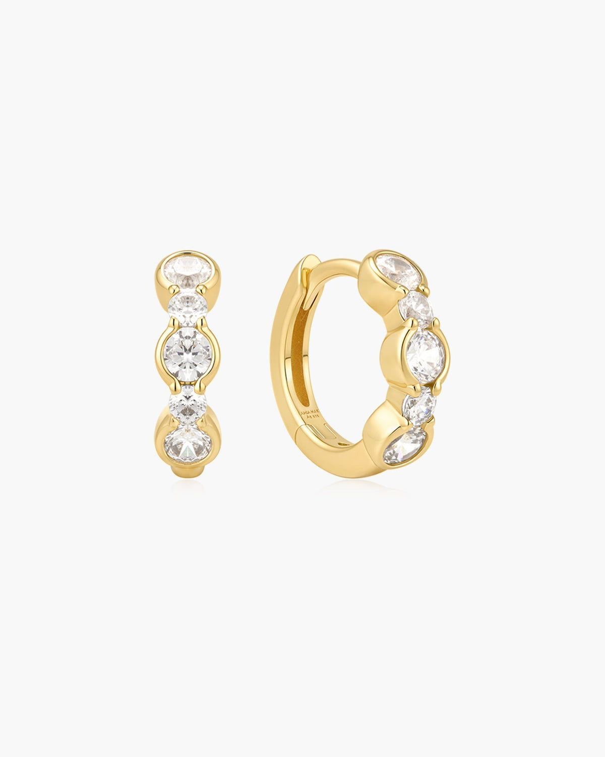 Ania Haie Gold Alternating Half-Bezel Huggie Hoop Earrings E076-10G E076-10G front packshot