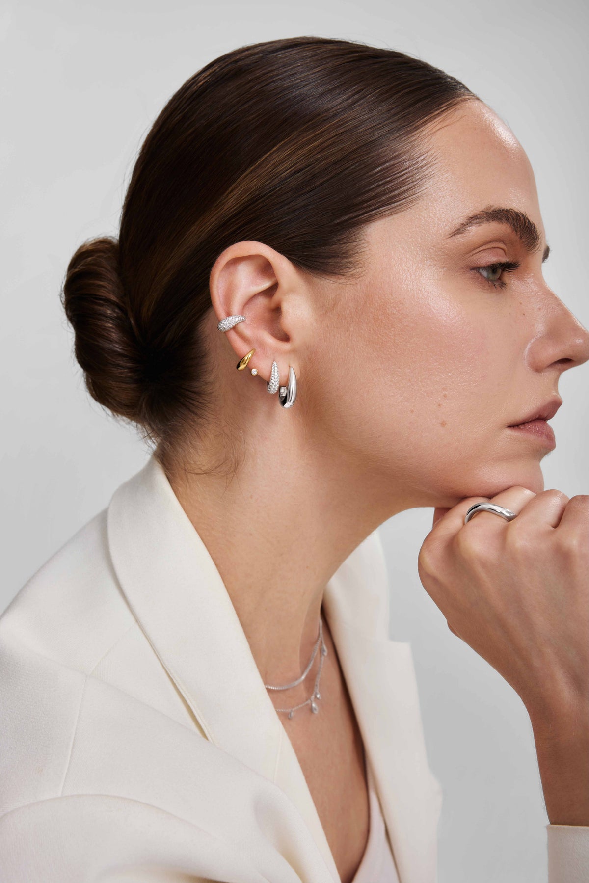 Ania Haie Silver Classic Dome Hoop Earrings E078-11H E078-11H view 2