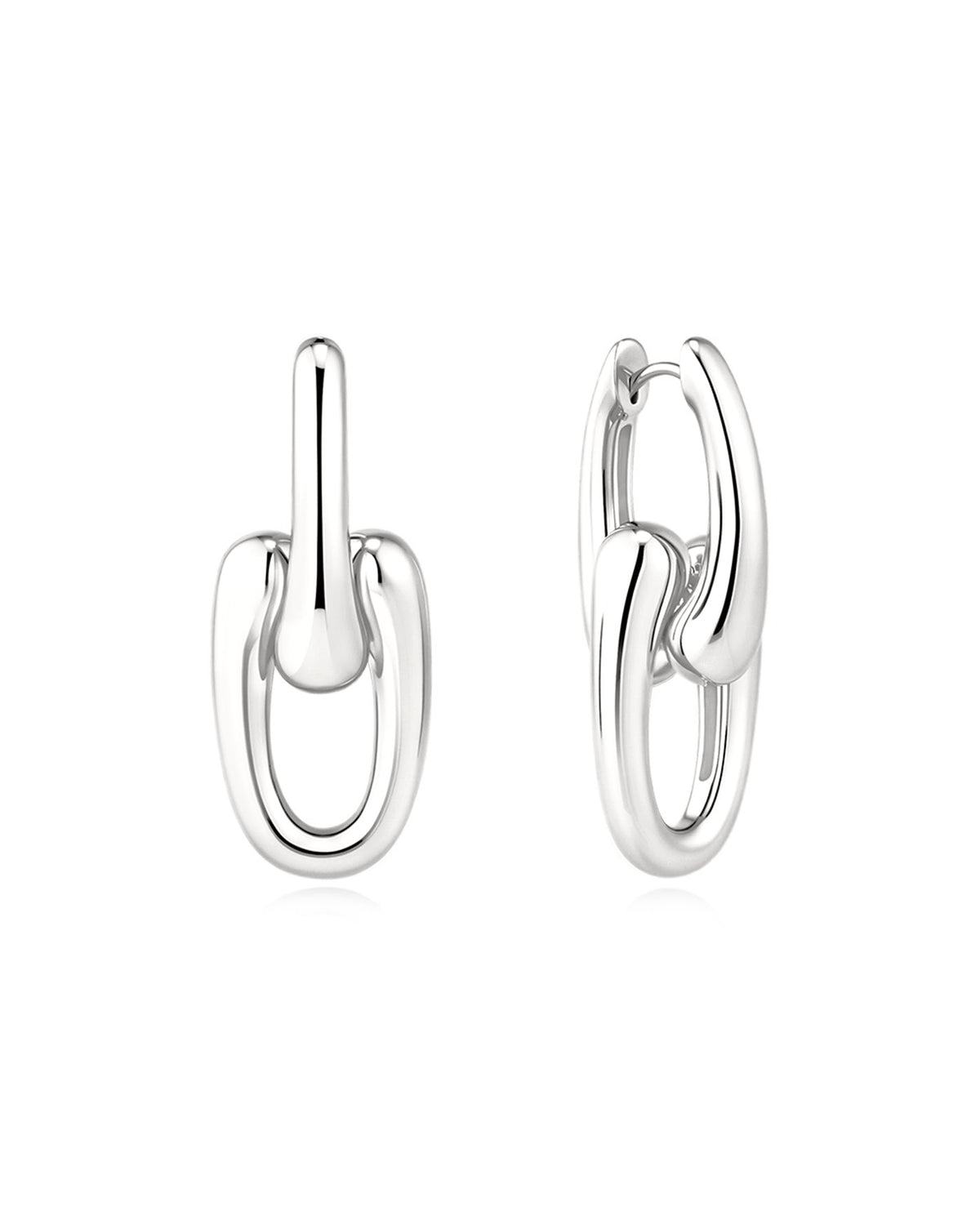 Ania Haie Silver Sculptural Interlocking Huggie Hoop Earrings E078-15H E078-15H front packshot