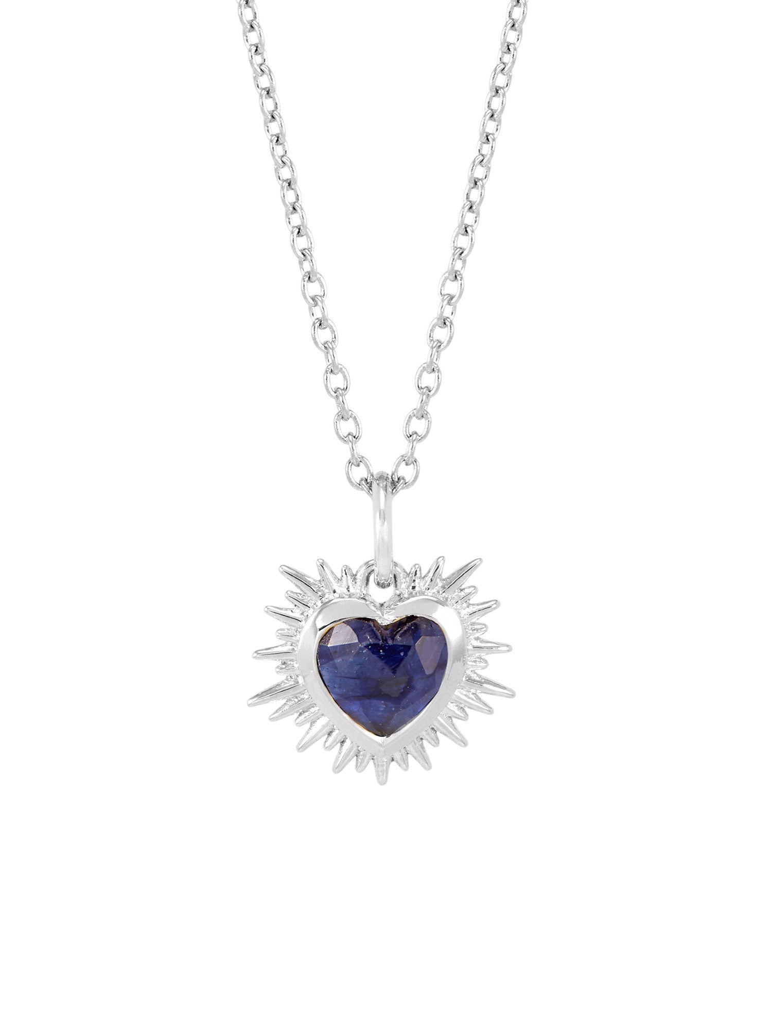 Rachel Jackson Electric Love Birthsone Heart Necklace Silver SEPTEMBER